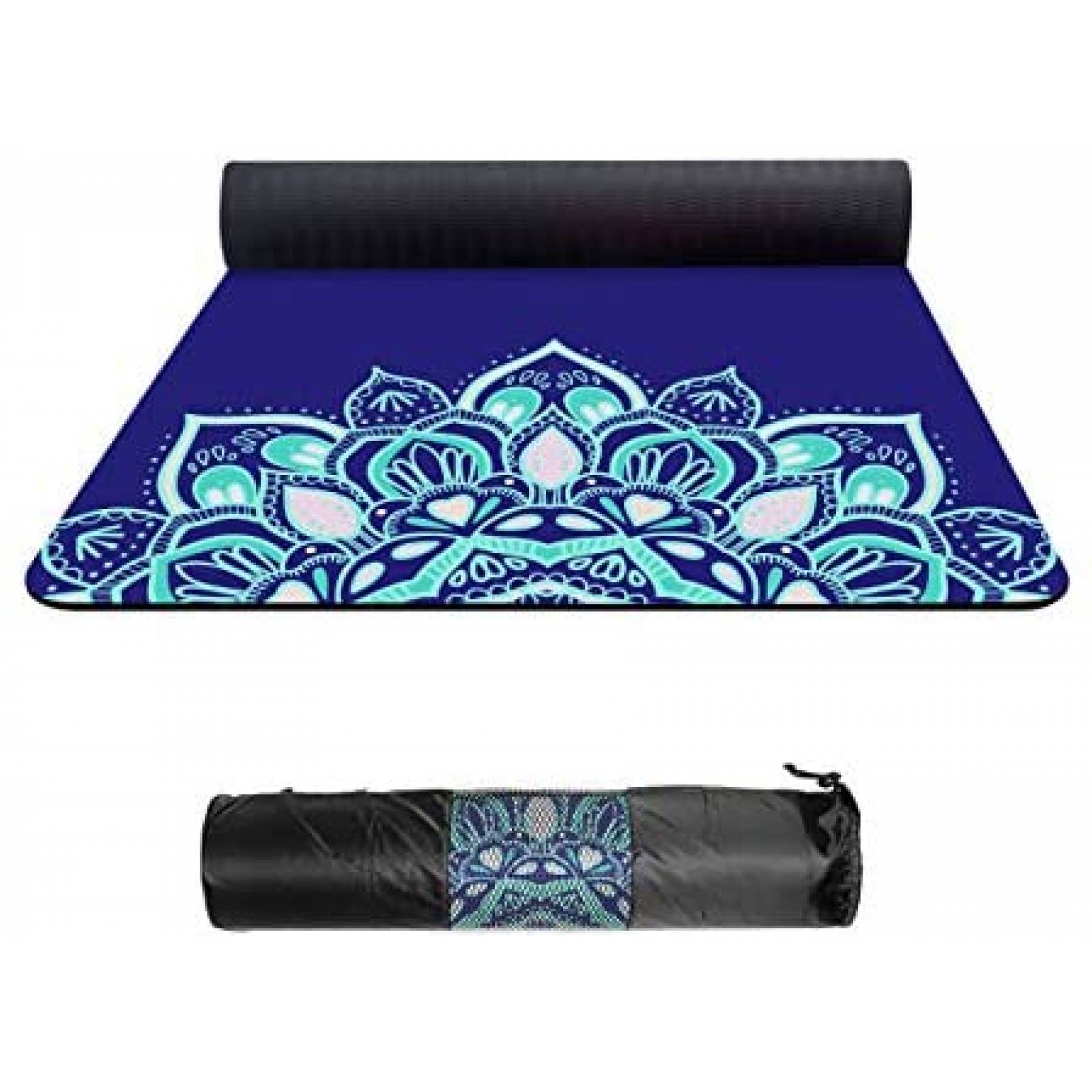 Tapete de Yoga Haining Diseño de Flores 72" x 32" -Azul