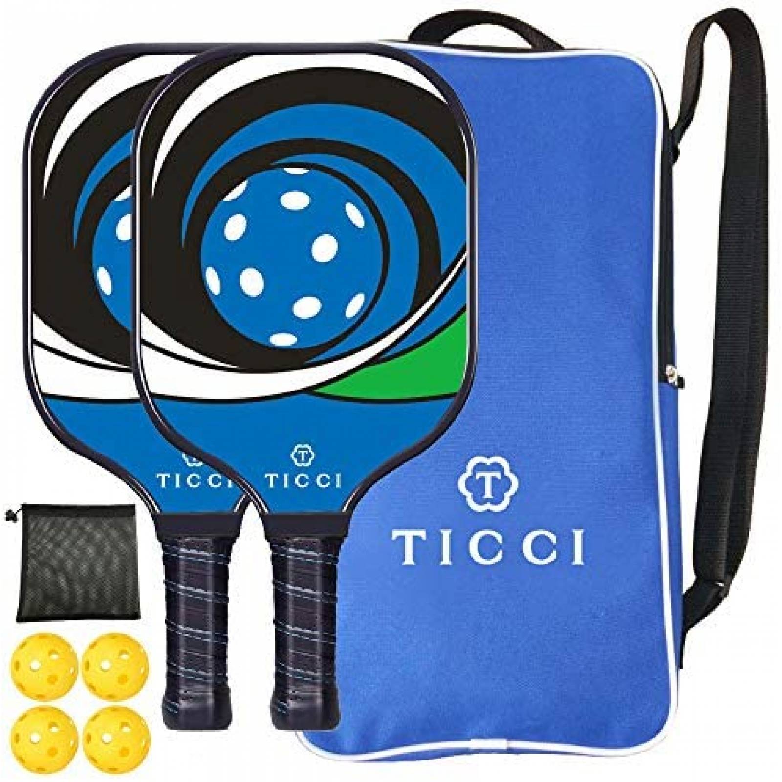 Set de Pickleball T TICCI con 2 Raquetas y Accesorios -Azul 