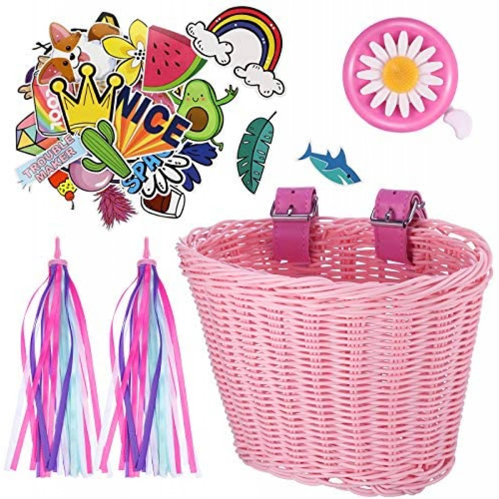Cesto para Bicicleta Boao con Campana y Accesorios -Rosa 