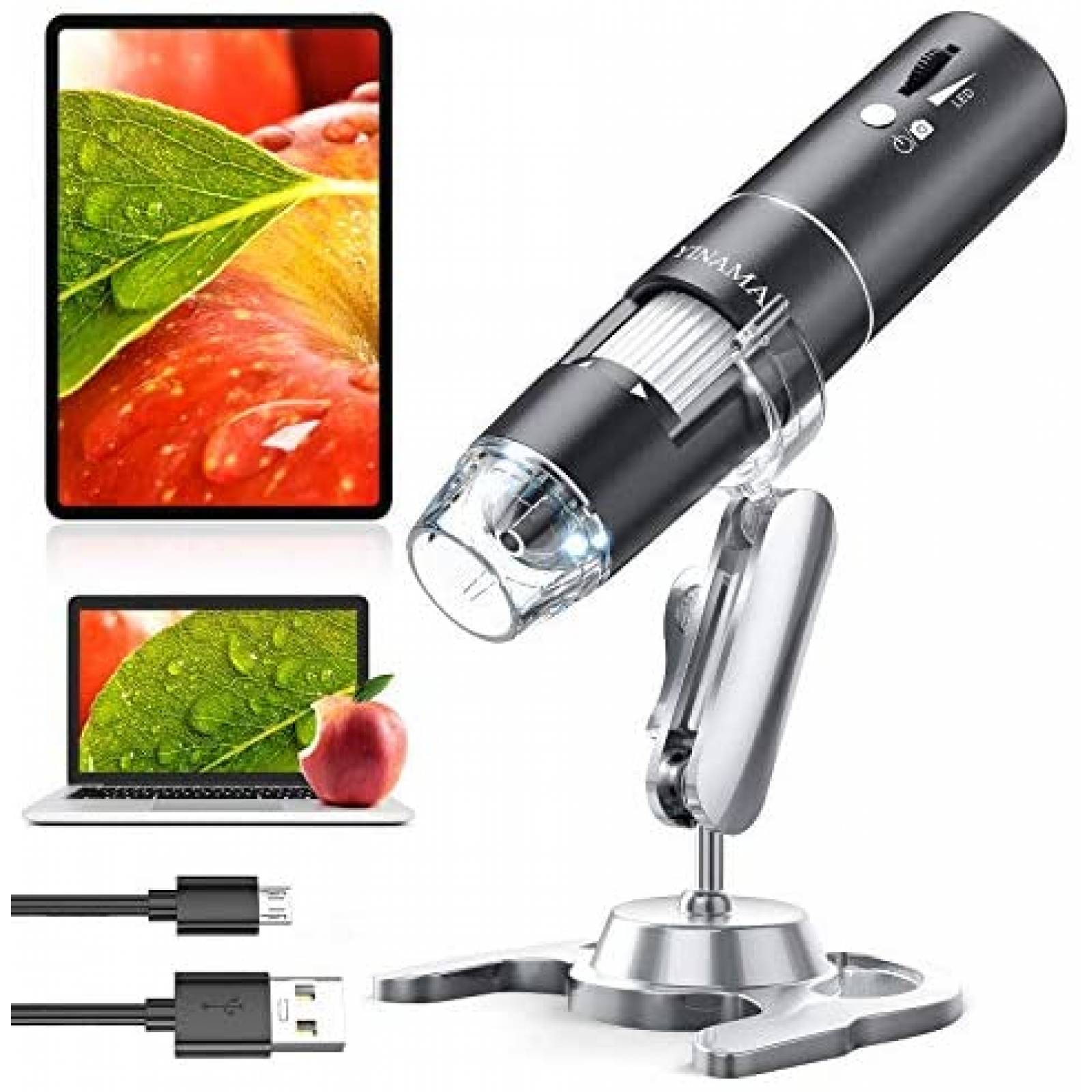 Microscopio Digital YINAMA LED Inalámbrico 50X-1000X -Gris