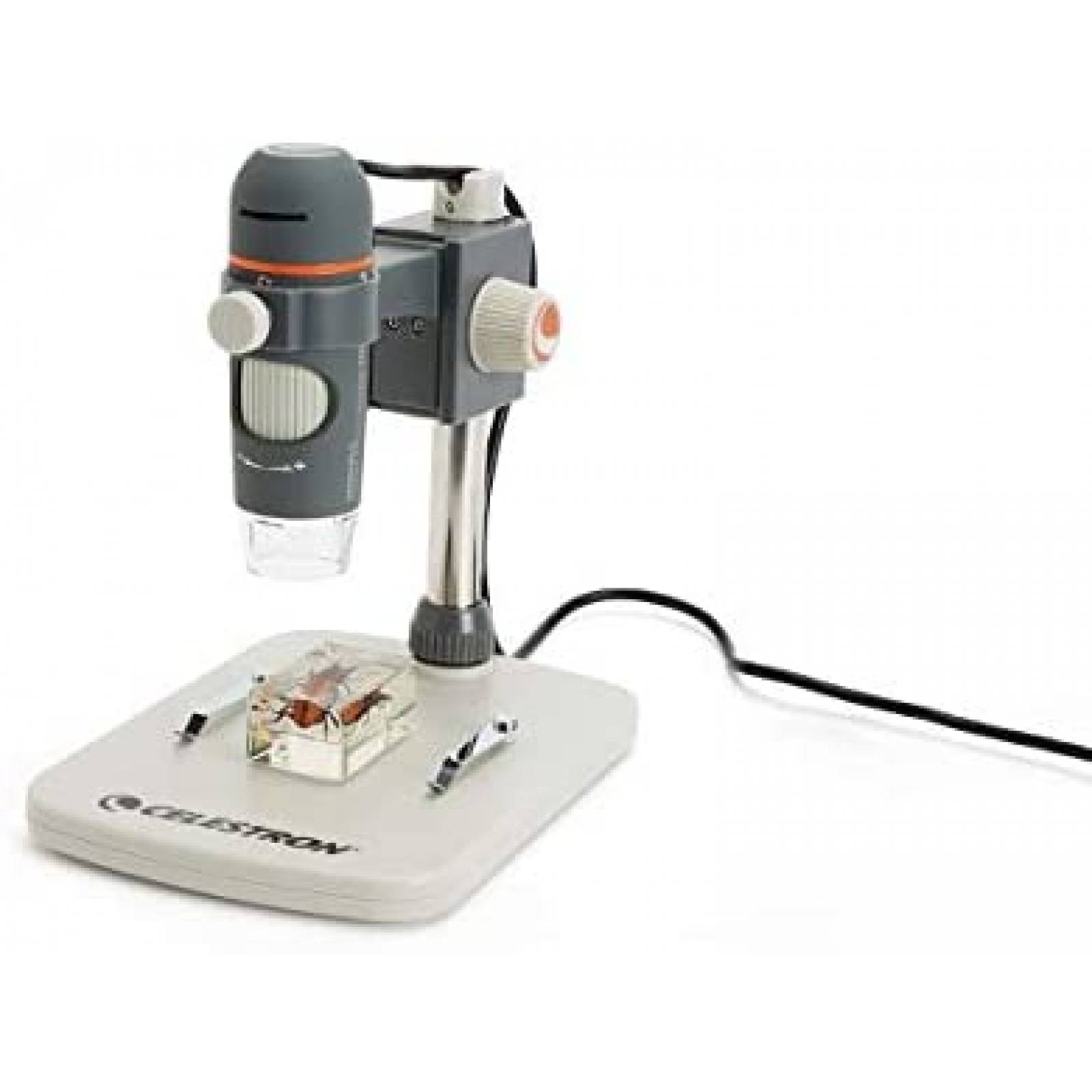 Microscopio USB Celestron 44308 5MP Digital 20X-200X -Gris 