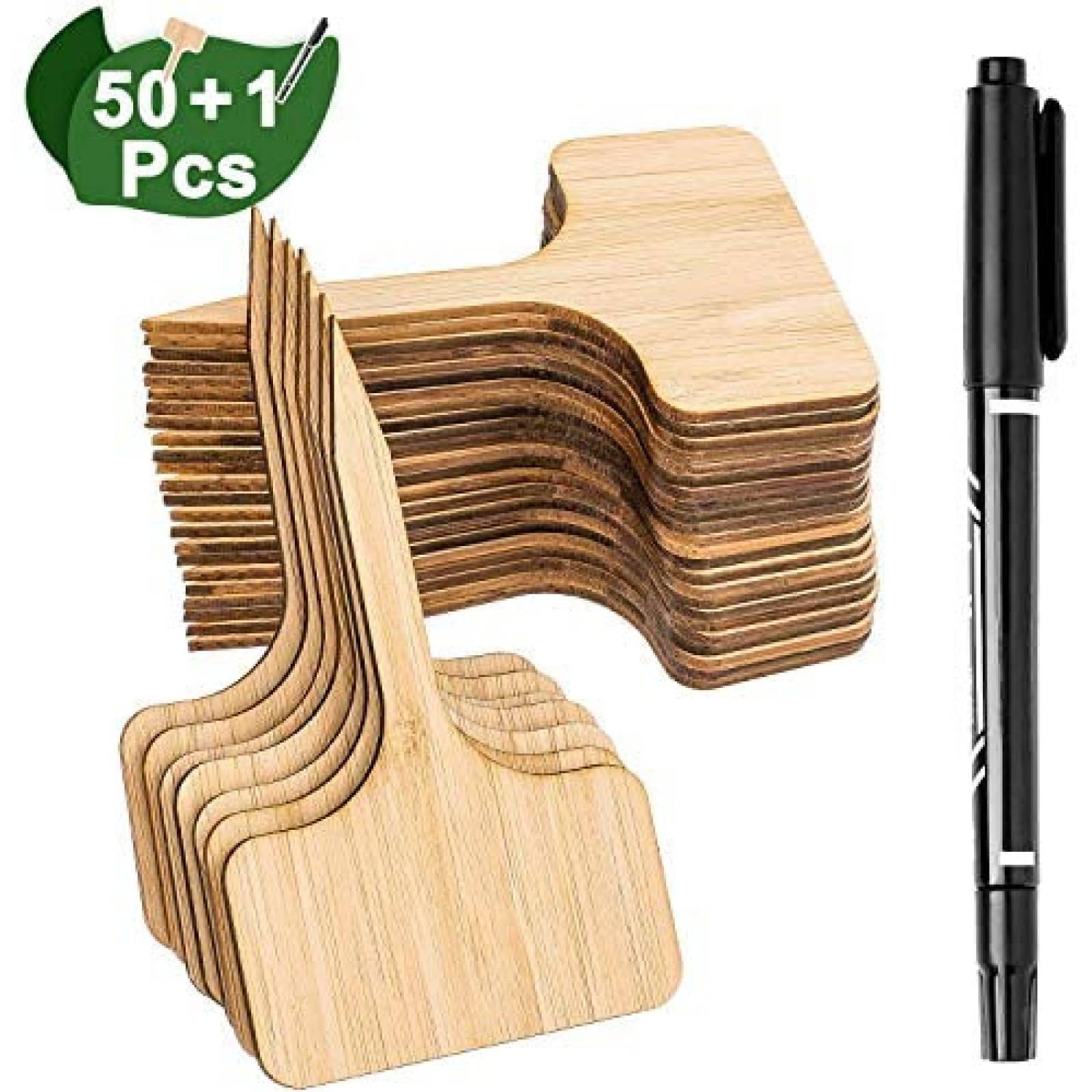 Etiquetas para Plantas Whaline 50 Pzs Bambú 6x10cm -Madera 
