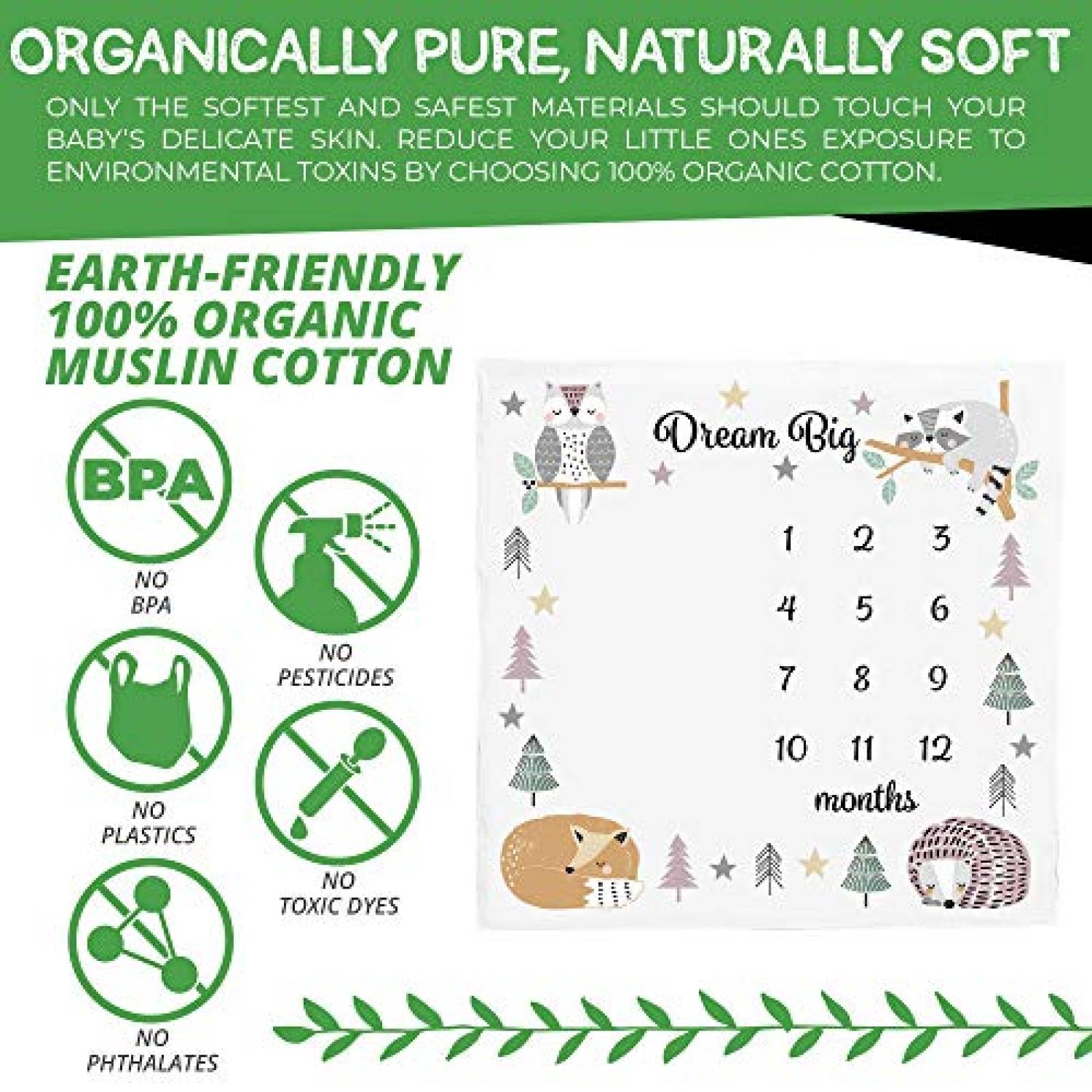 Manta Cuentameses para Bebé Pondering Pine 0-12 Meses