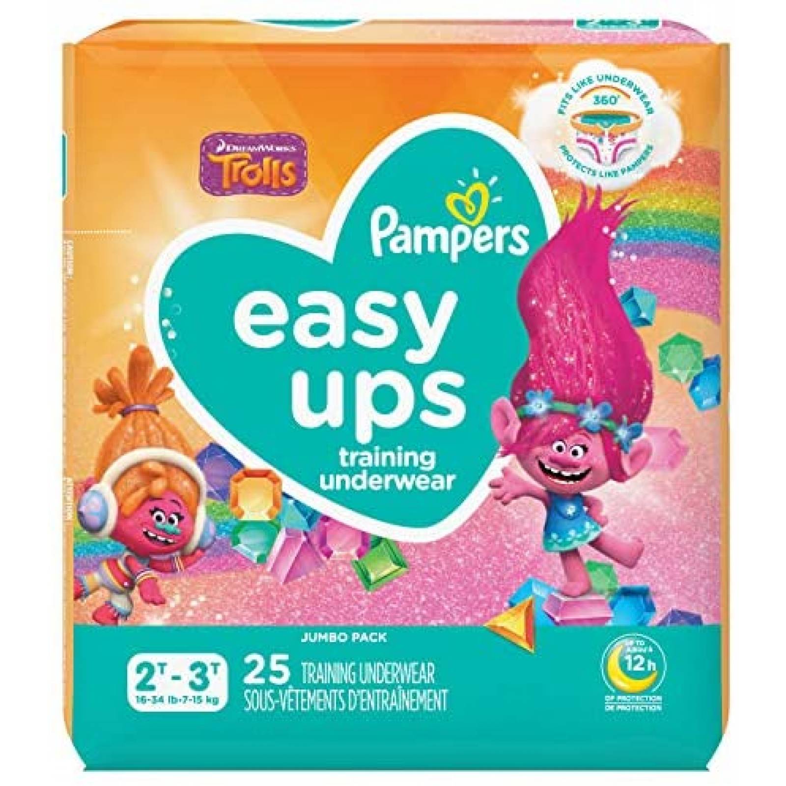25 Pañales Pampers Entrenadores para Niñas de Trolls