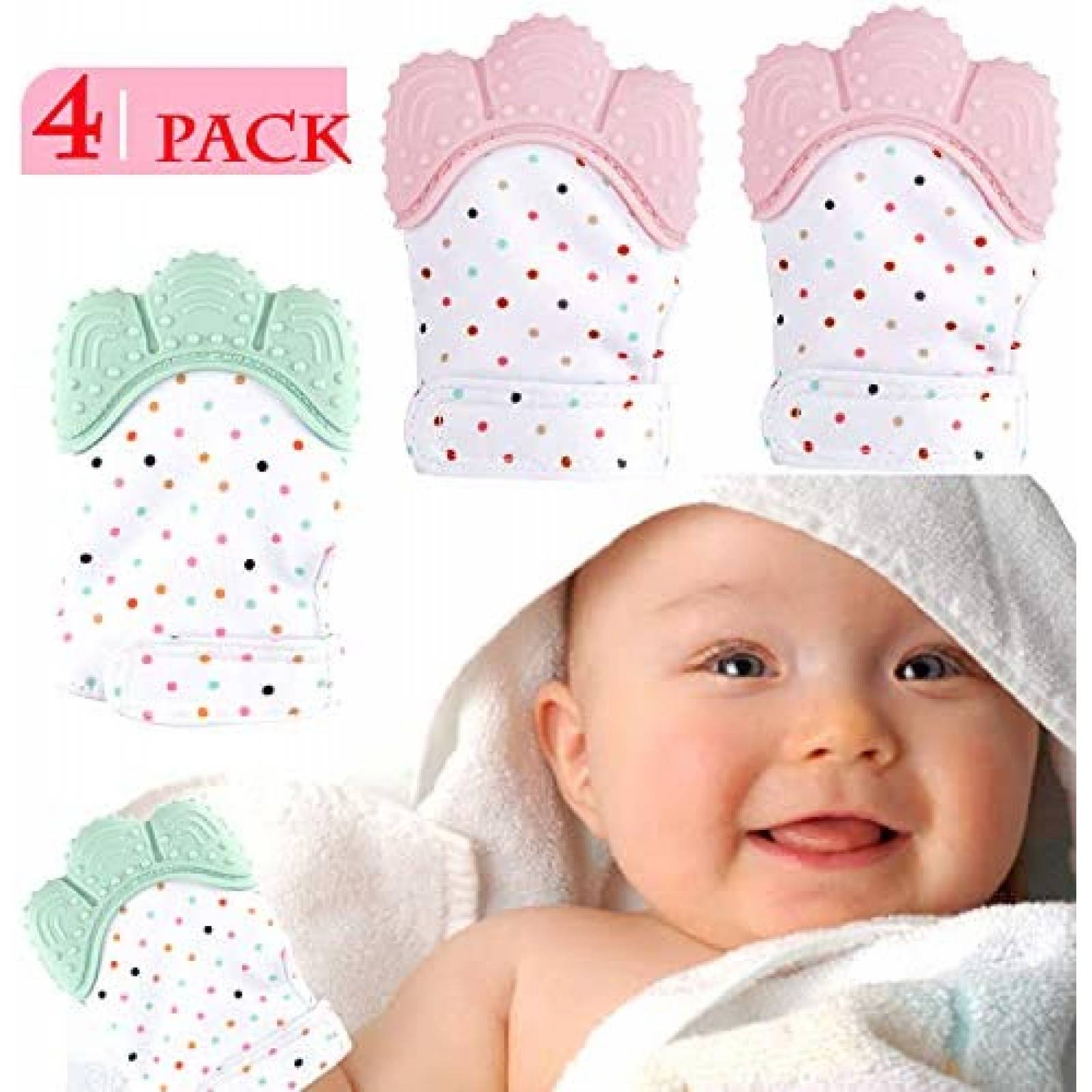 Mordedor NEPAK 4 unidades silicona estimulante -Rosa y Menta 