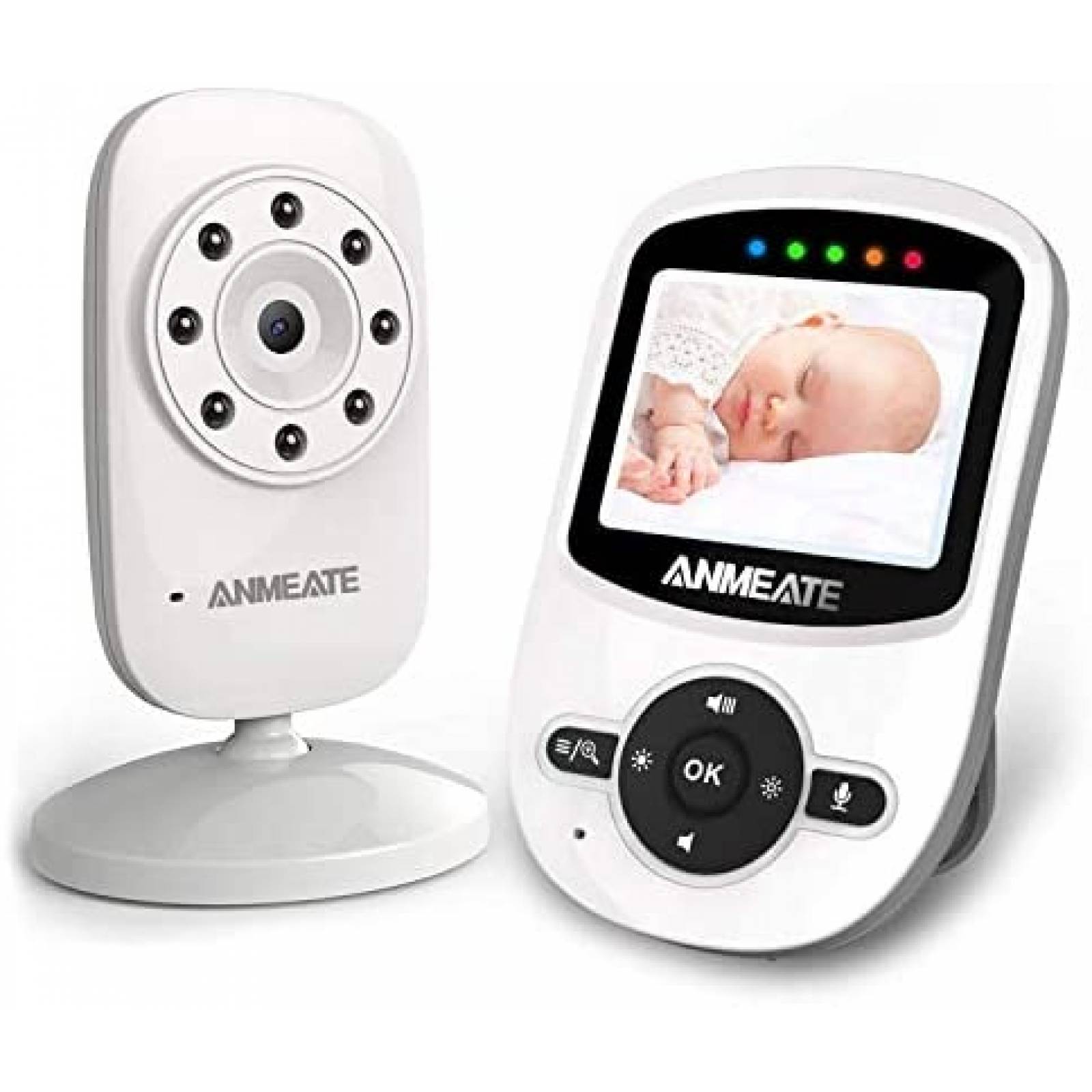 Monitor para Bebé ANMEATE Digital 2.4GHz 960ft -Blanco 