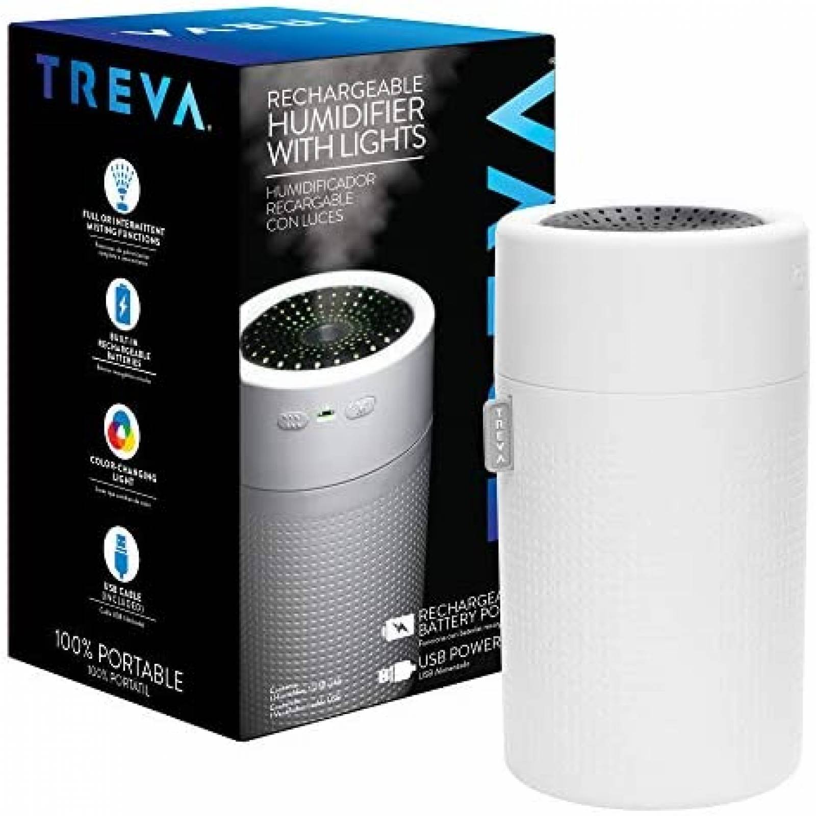 Humidificador Treva Recargable 7 Colores 750ml -Blanco 