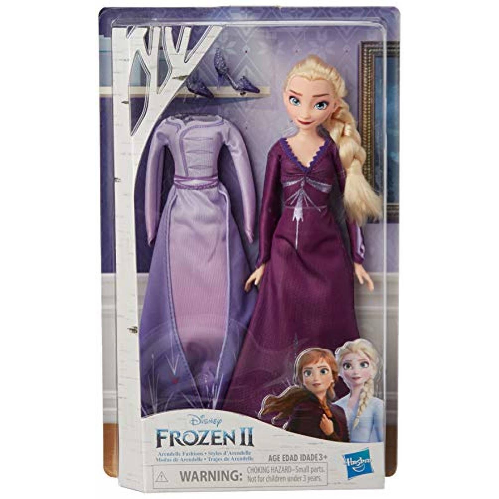 Muñeca Disney Frozen personaje Elsa con 2 vestidos -morado 