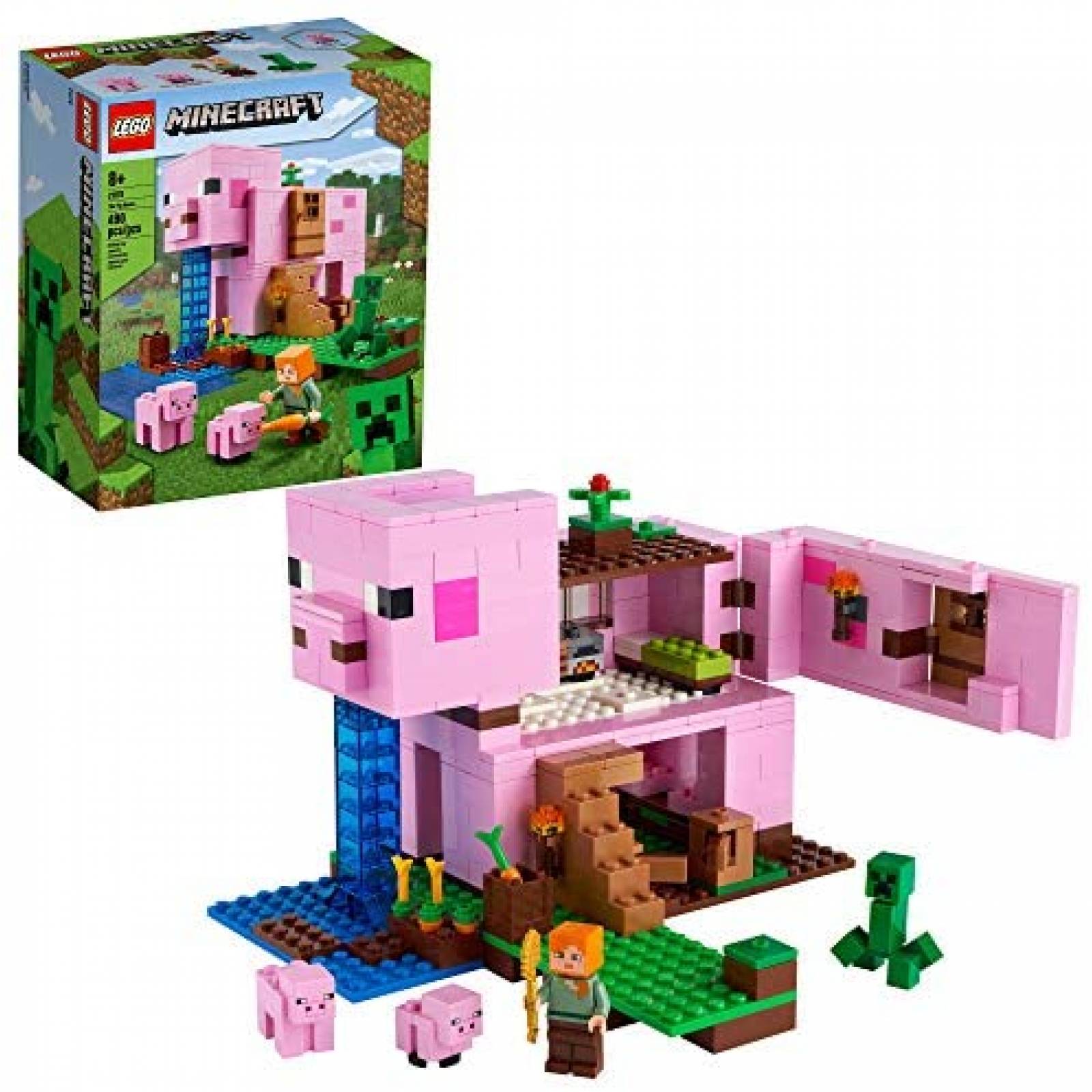 Juguete Armable LEGO Casa de Minecraft de 490 Piezas -Rosa 