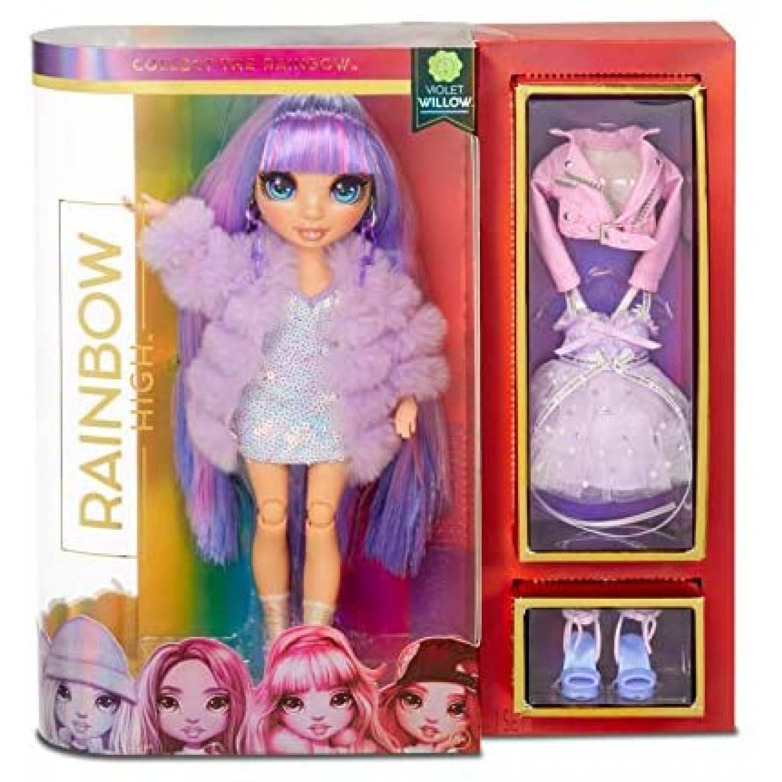 Muñeca Rainbow Surprise High Violet Willow c/ Accesorios