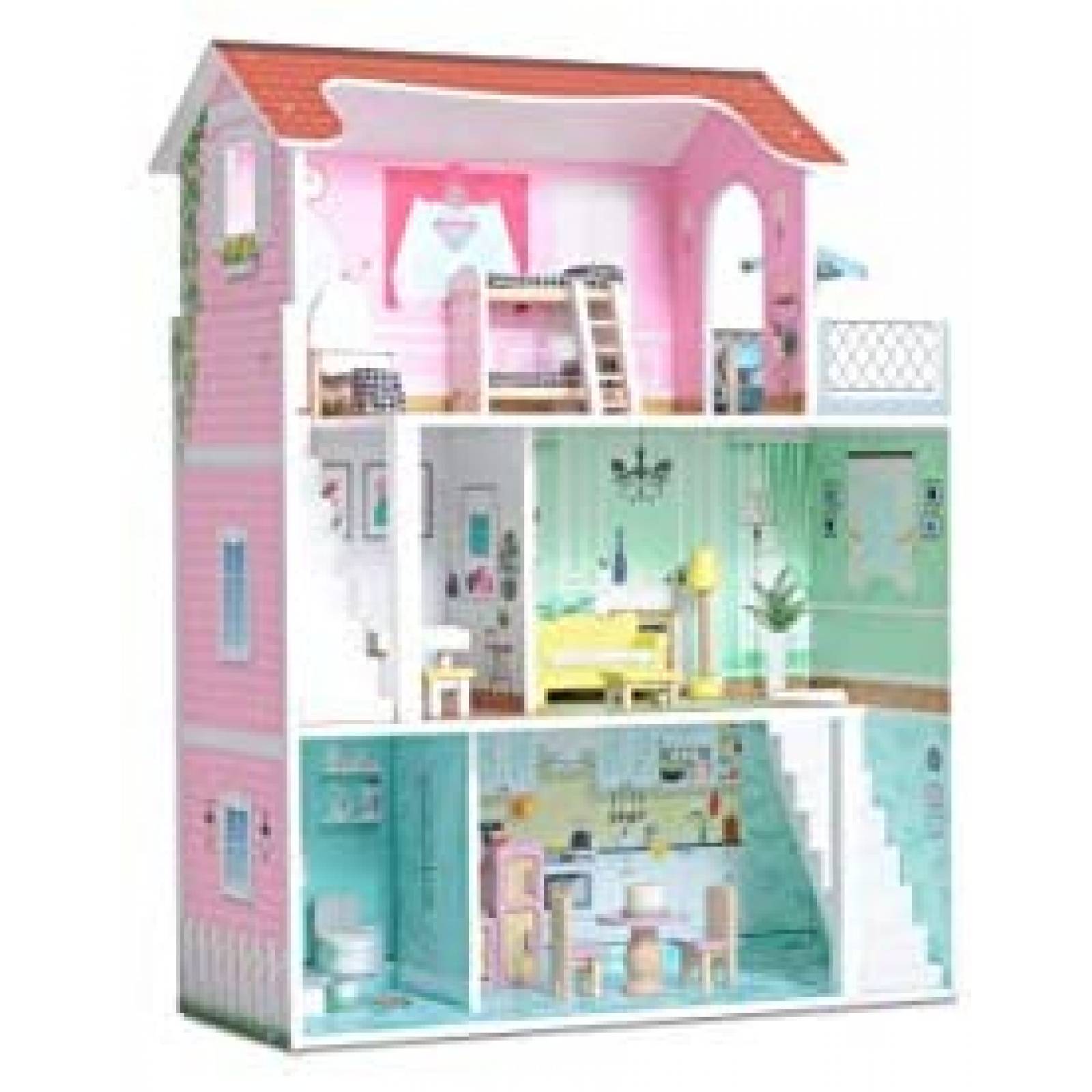 Casa de Muñecas Milliard 20 Muebles 3 Pisos Realista Seguro 