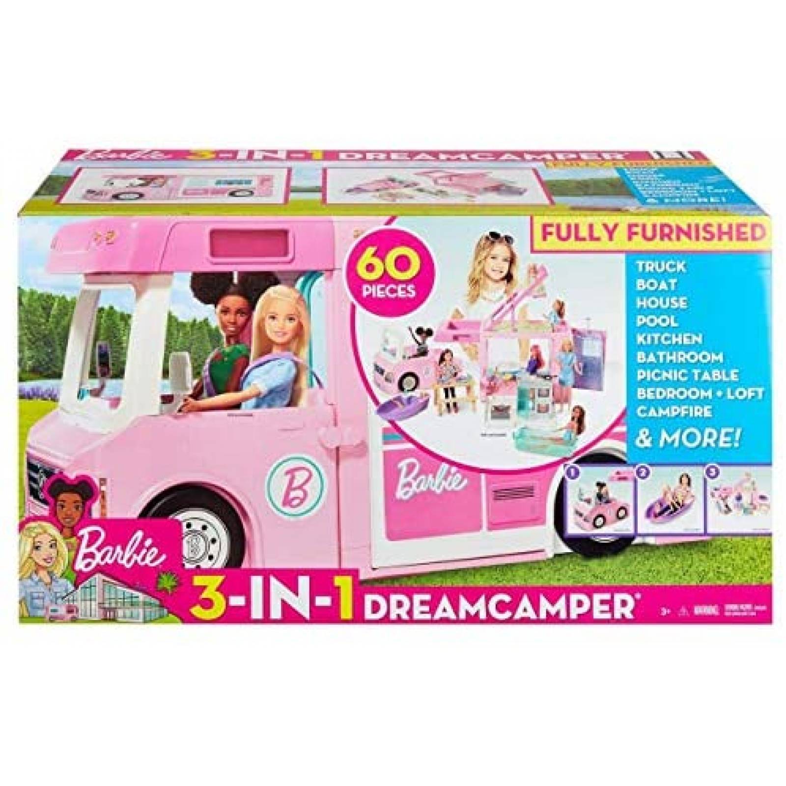 Juguete para Niñas Barbie Camper Camión con 50 Accesorios 