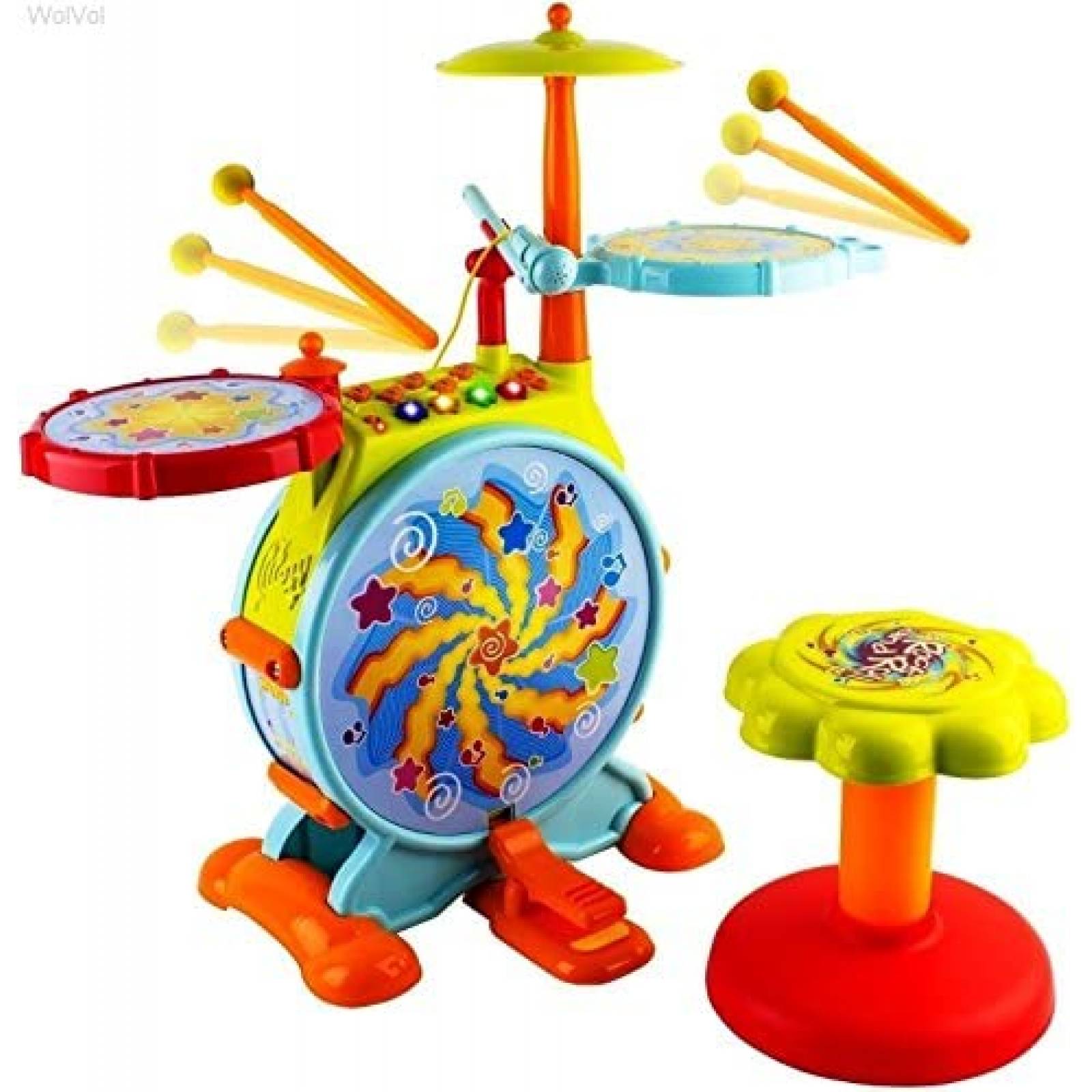 Batería Y Percusión WolVol Set Musical para Niños con Silla