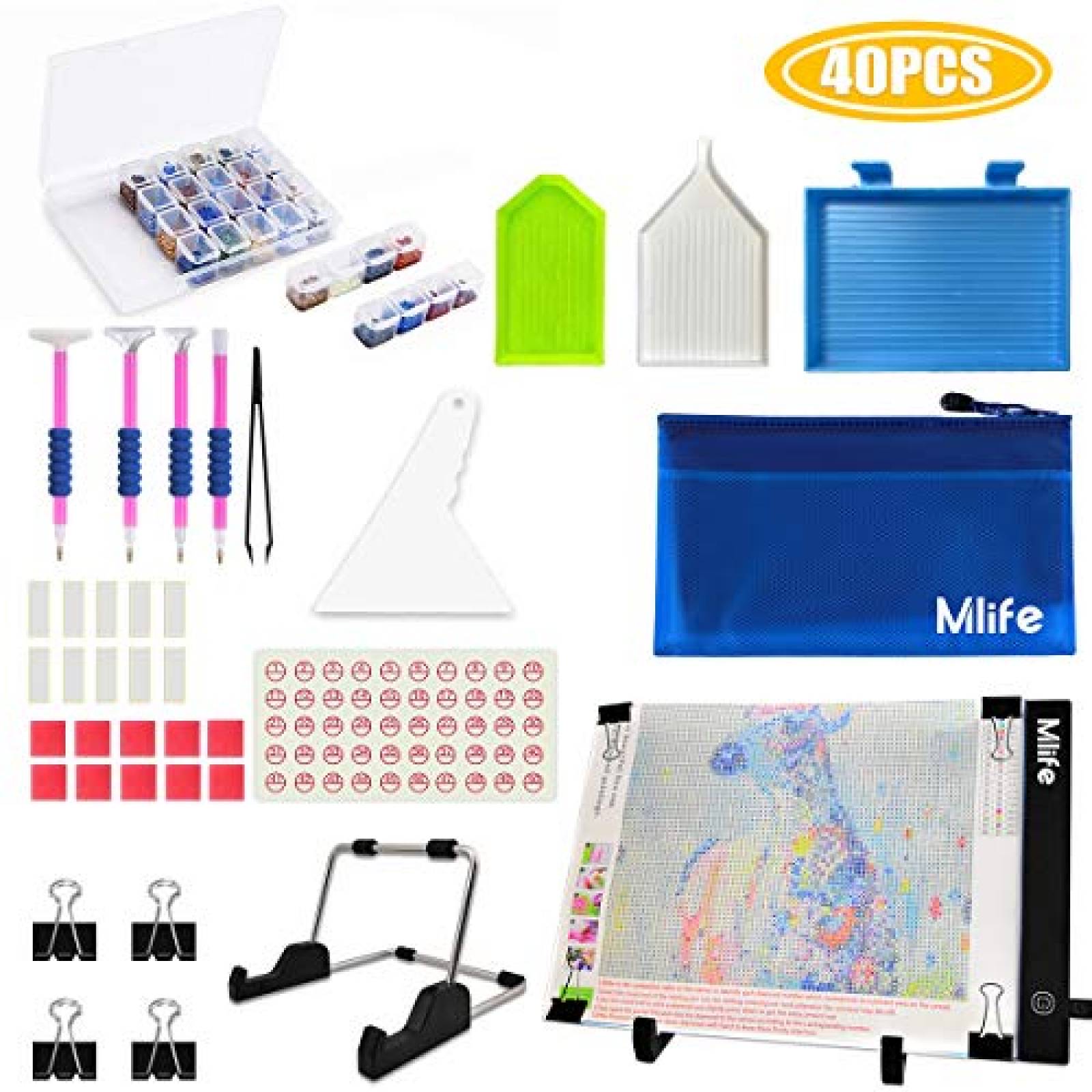 Kit para Dibujos Mlife de Luz LED A4 Pintura 5D 40 Piezas