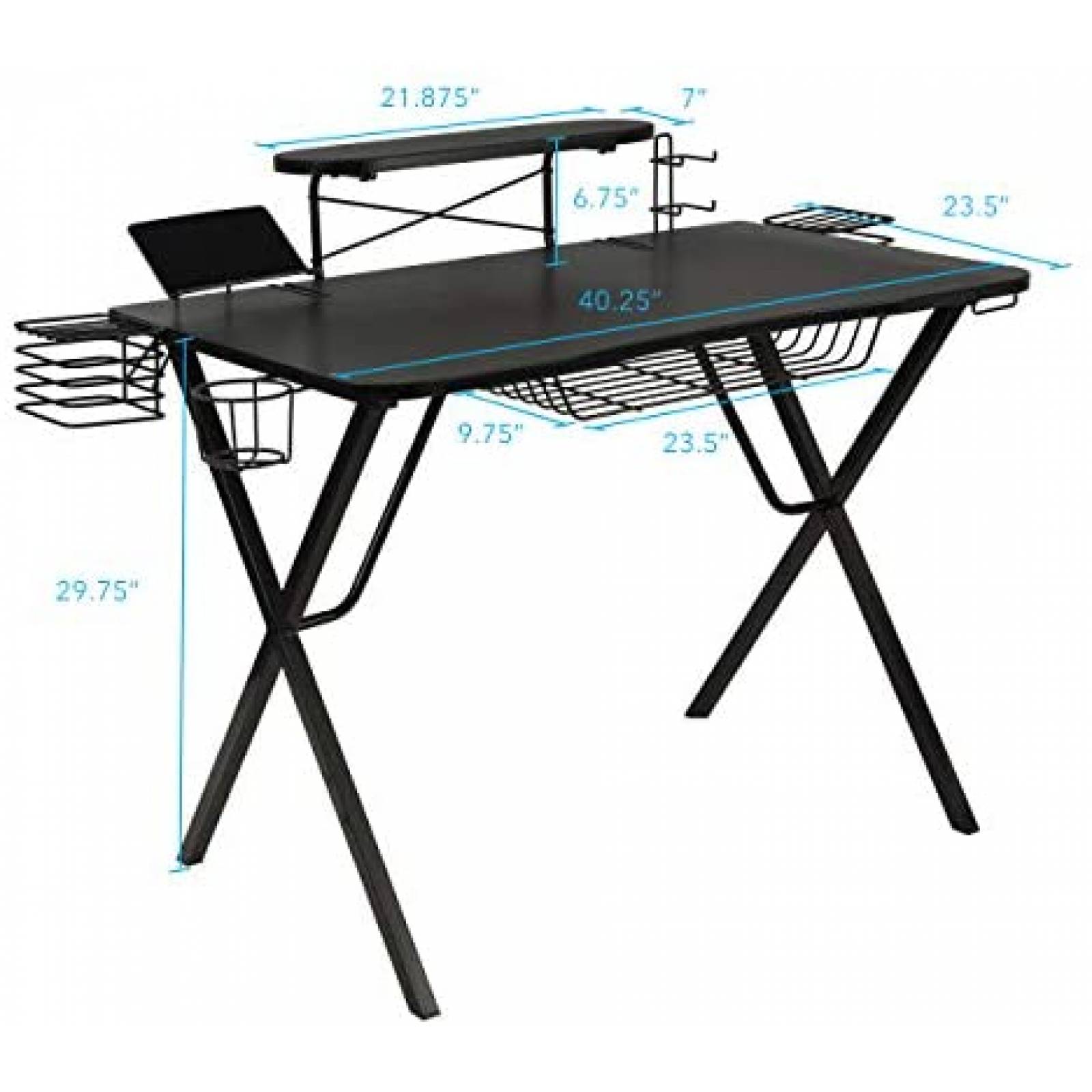 Escritorio Atlantic 33950212 Frente curvo 40.25x23.5 -Negro 