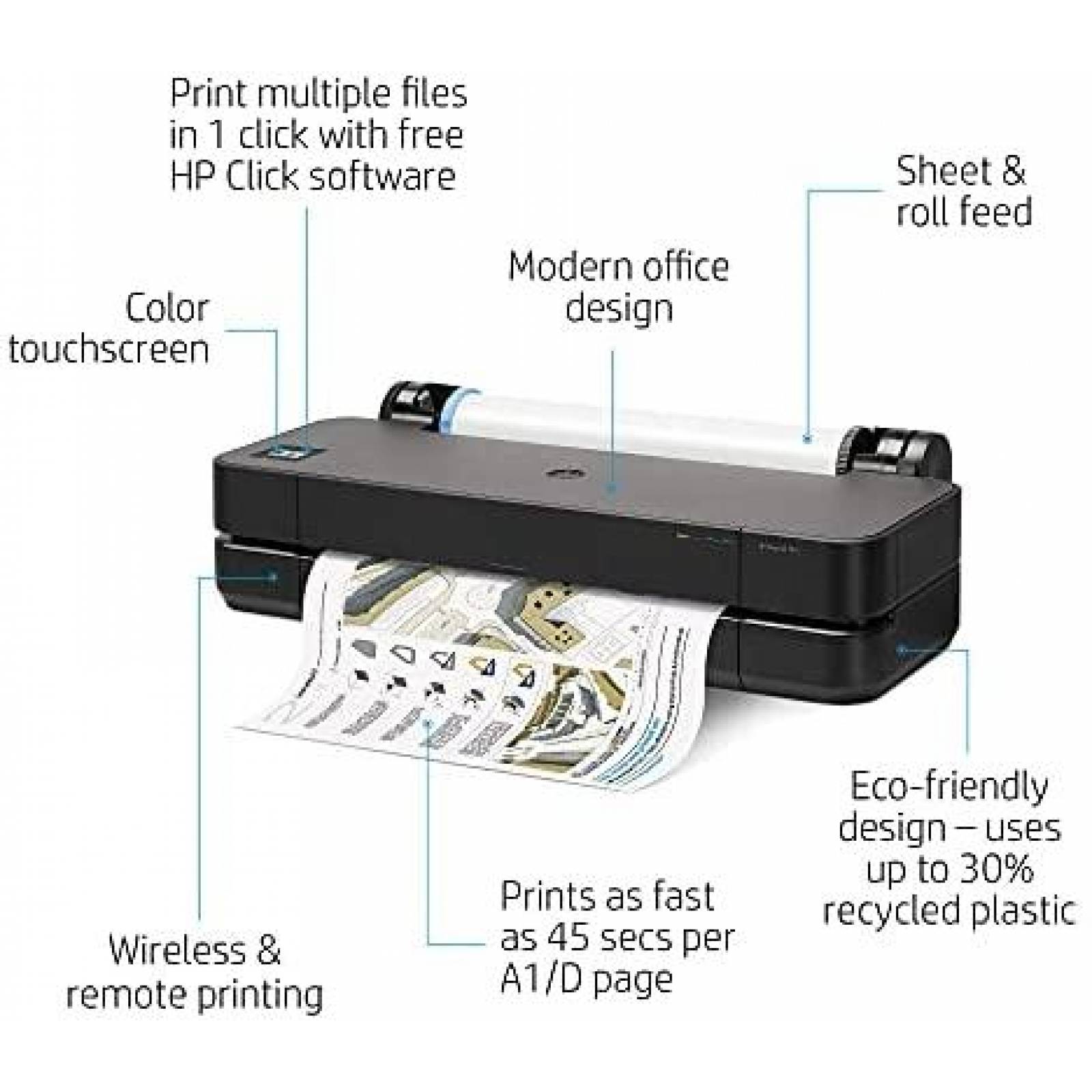 Impresora HP DesignJet T210 24'' Hasta 45 ppm -Negro