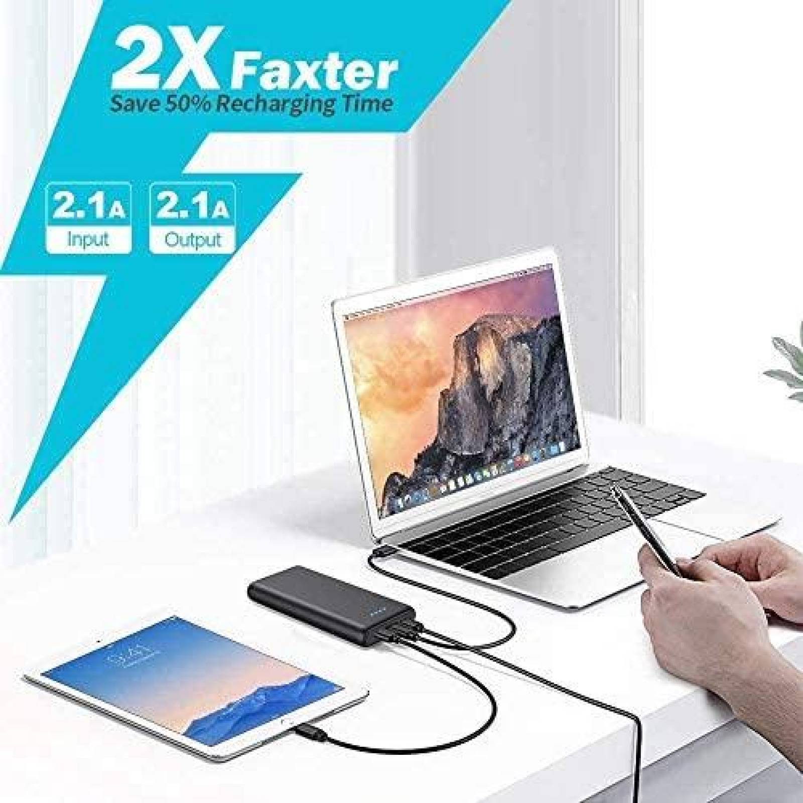 Cargador Portatil Yacikos Indicadores LED 26800mAh USB