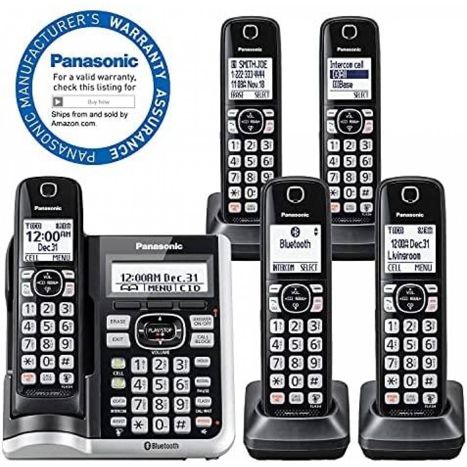 Sistema de Telefonos Panasonic KXTGF575S 5 Pzs Negro