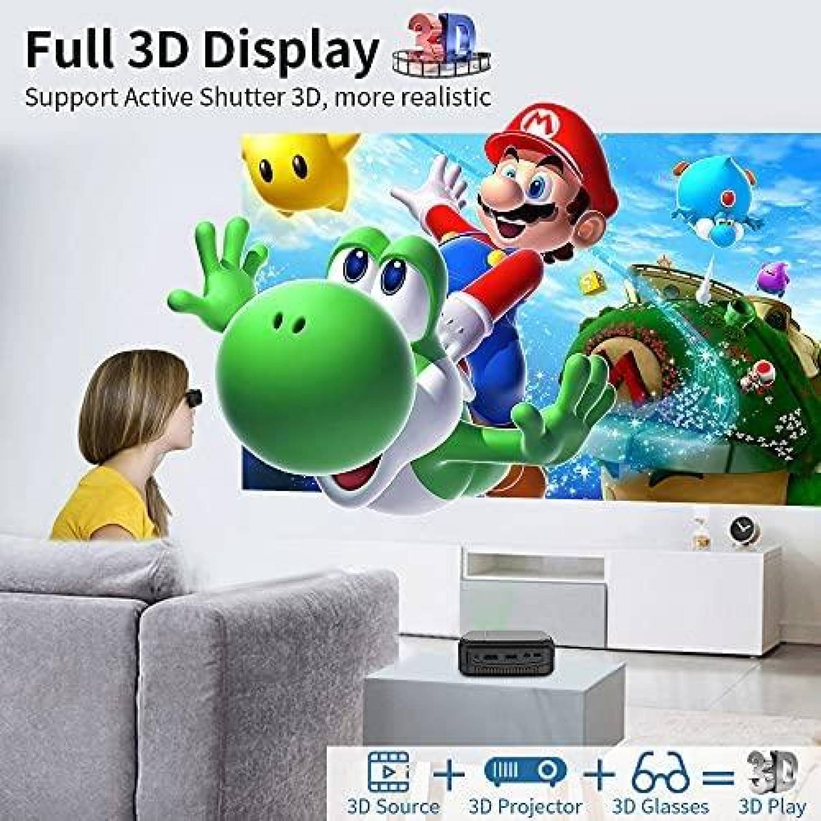 Mini Proyector Projector-led Portatil 1080 con Wifi + 3D DLP