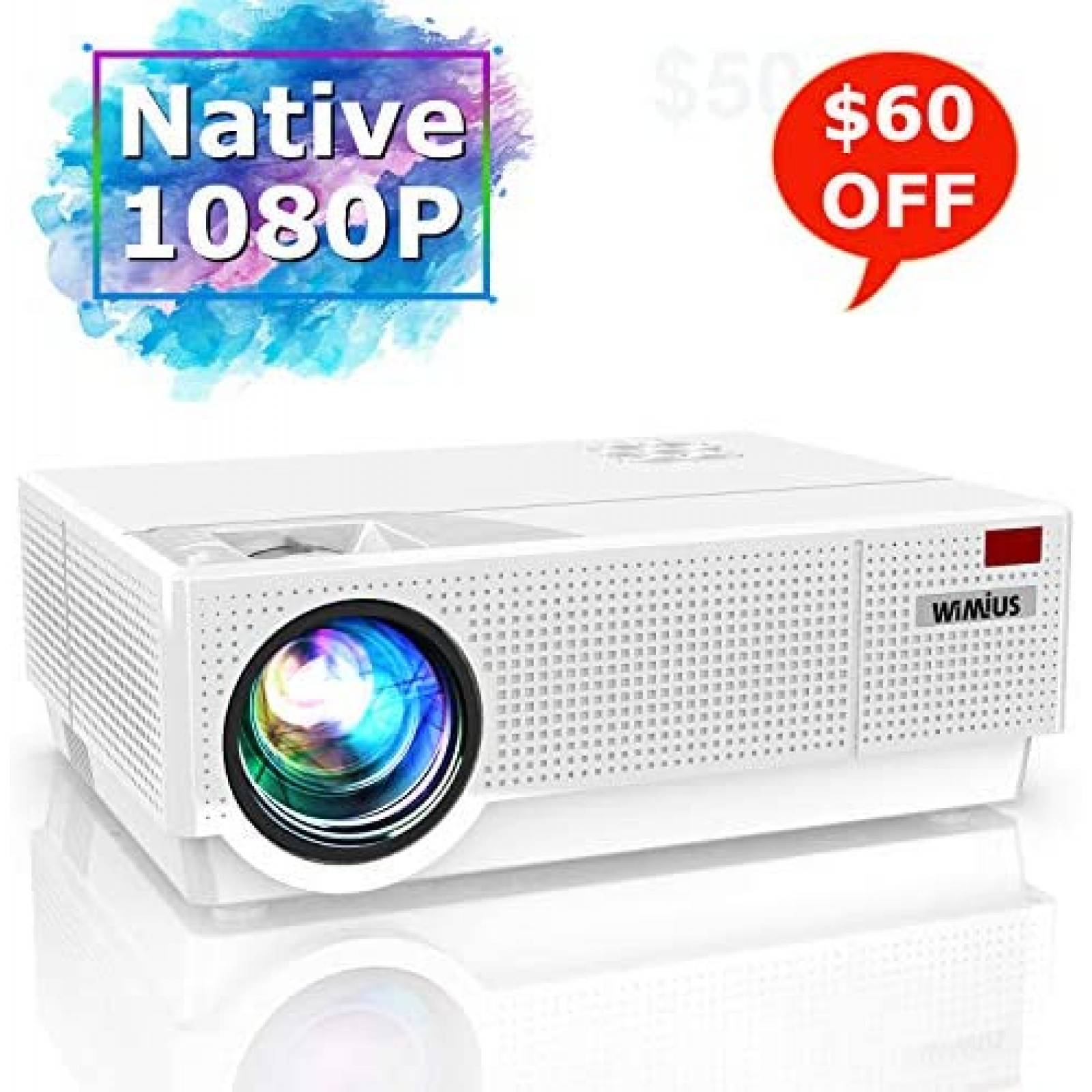 Proyector Portable WiMiUS P28 LED 1920x1080 4K HD 4D -Blanco