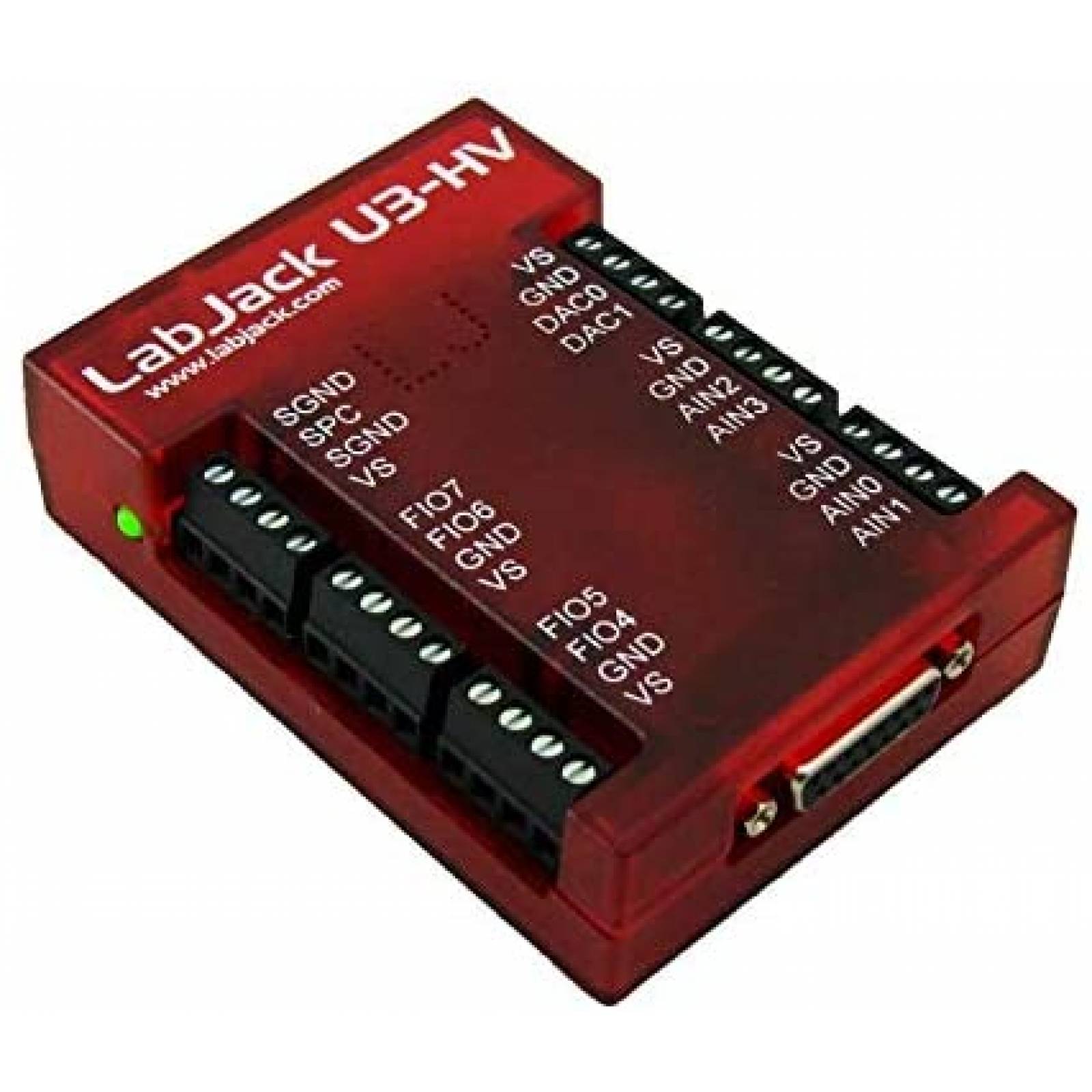 Dispositivo DAQ USB LabJack U3HV con 4 entradas Rojo
