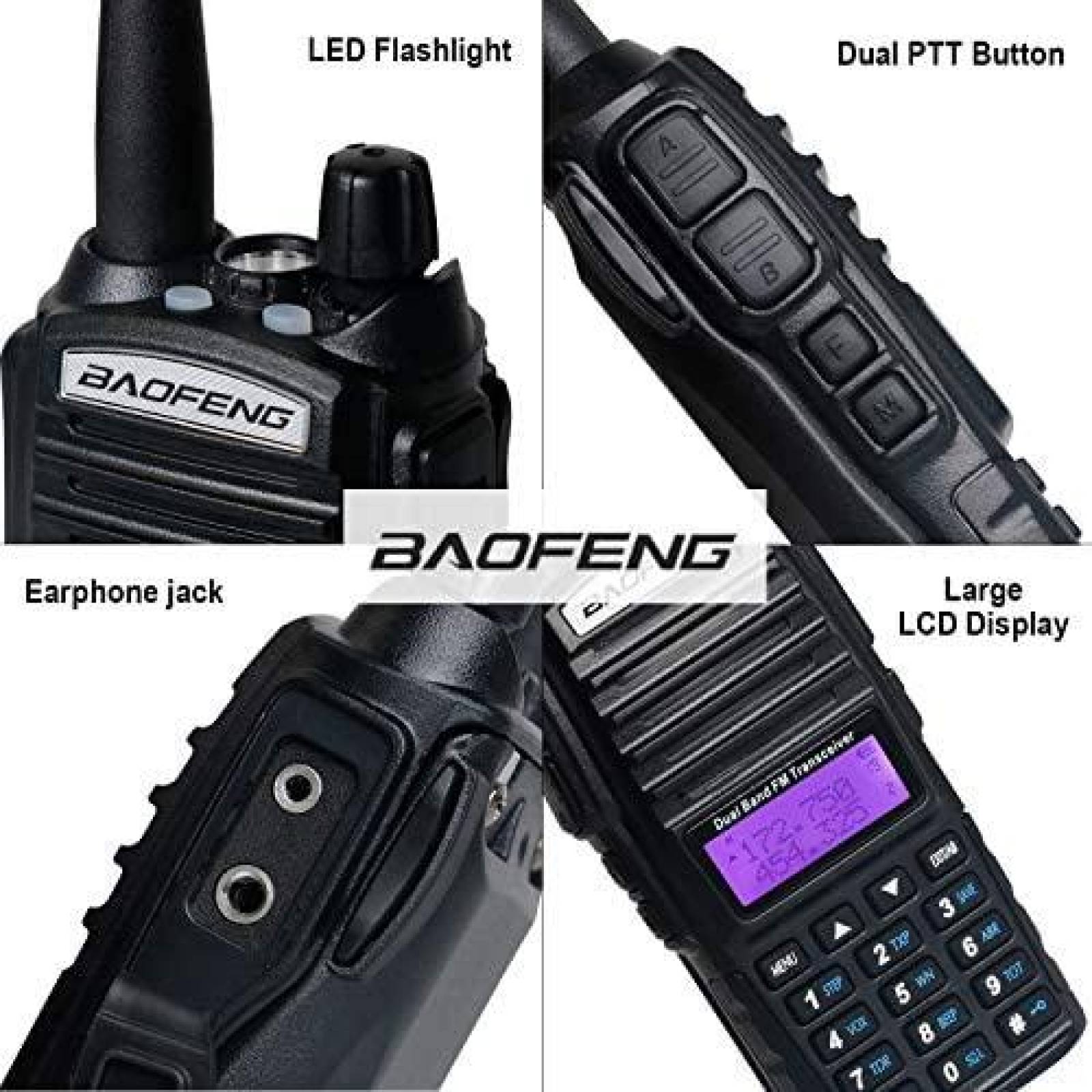 Radio BAOFENG UV-80 2 caminos pregramacion antena -Negro
