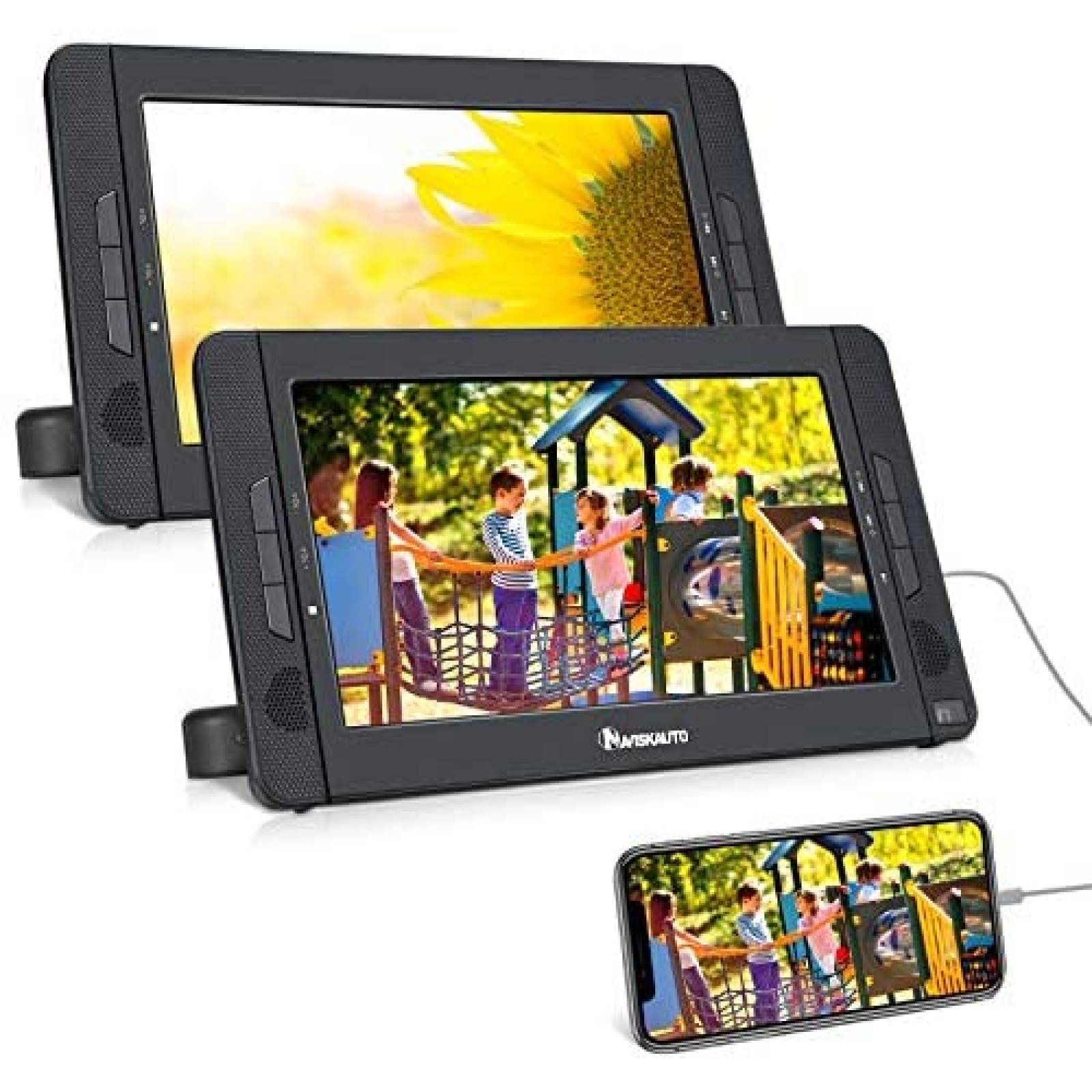 Reproductor DVD NAVISKAUTO Pantalla Dual Portátil de 10.5" 
