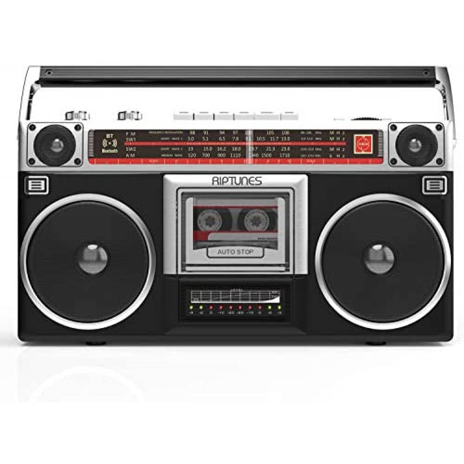 Boombox Riptunes Classic 80s Style Retro USB SD AM/FM AUX 
