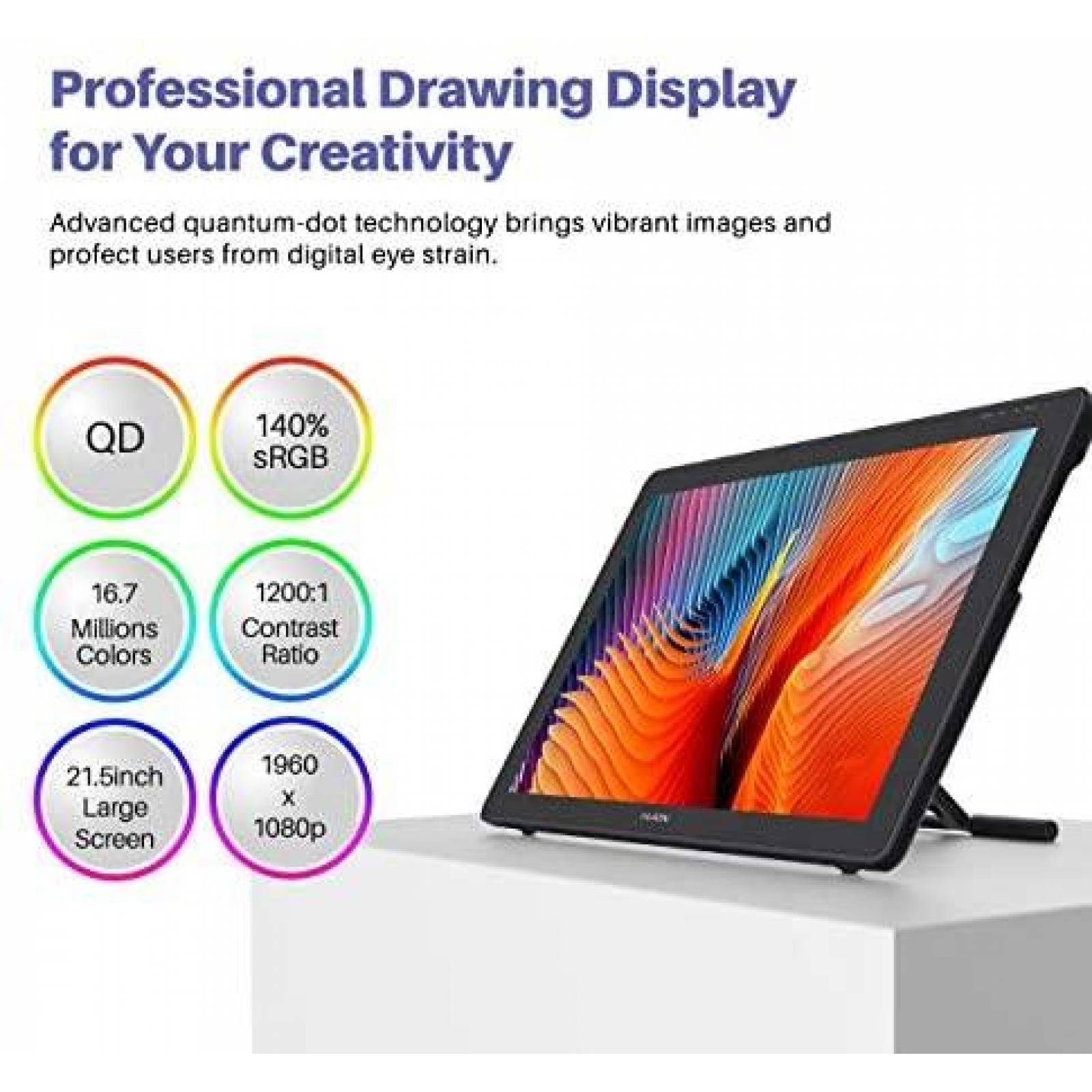 Monitor de Dibujo HUION GS2202 1920 x 1080 Mac y Windows