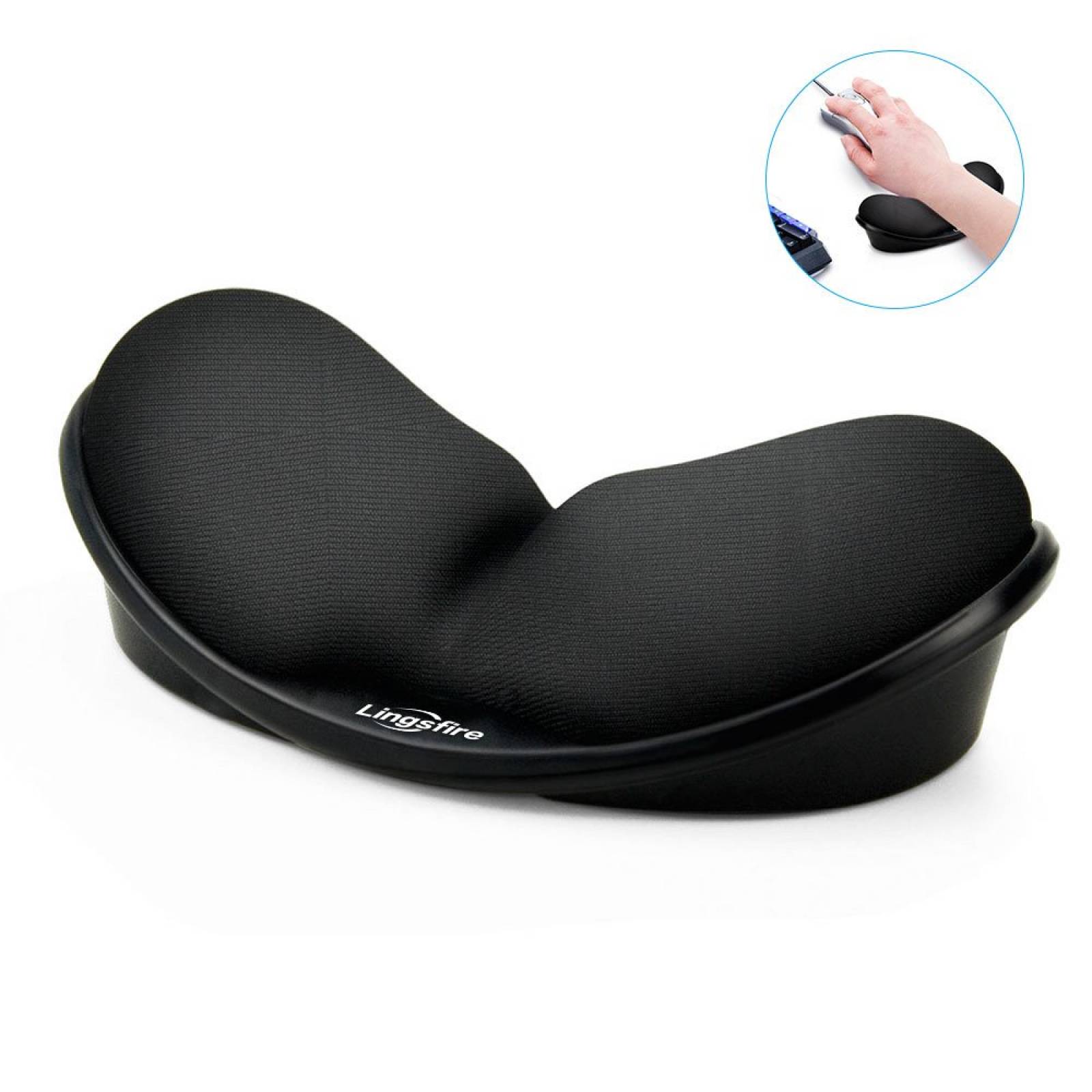 Descansa Muñeca LINGSFIRE Memory Foam Antideslizante -Negro 