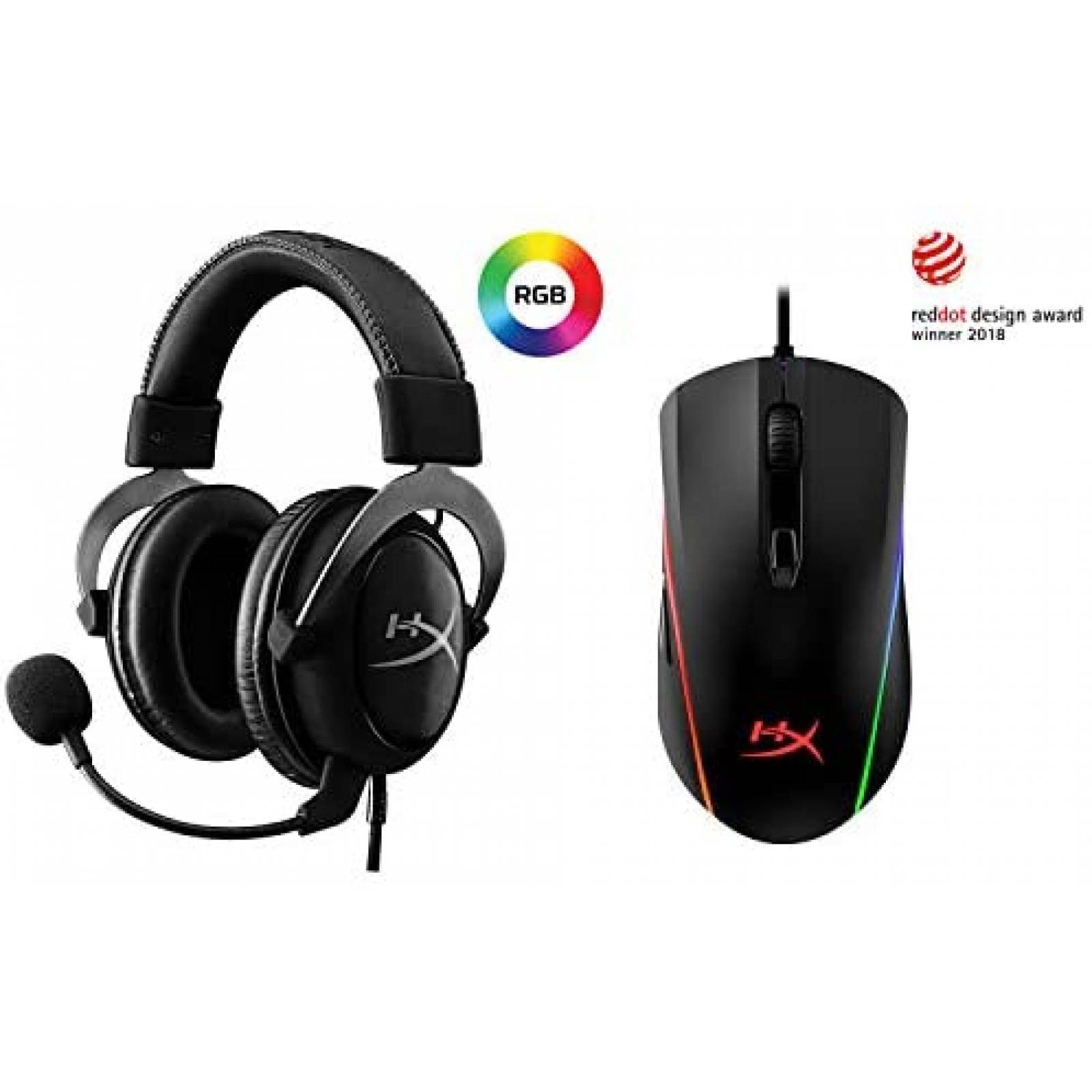 Kit Gamer HyperX Auriculares Y Ratón Efectos Luz RGB -Negro 