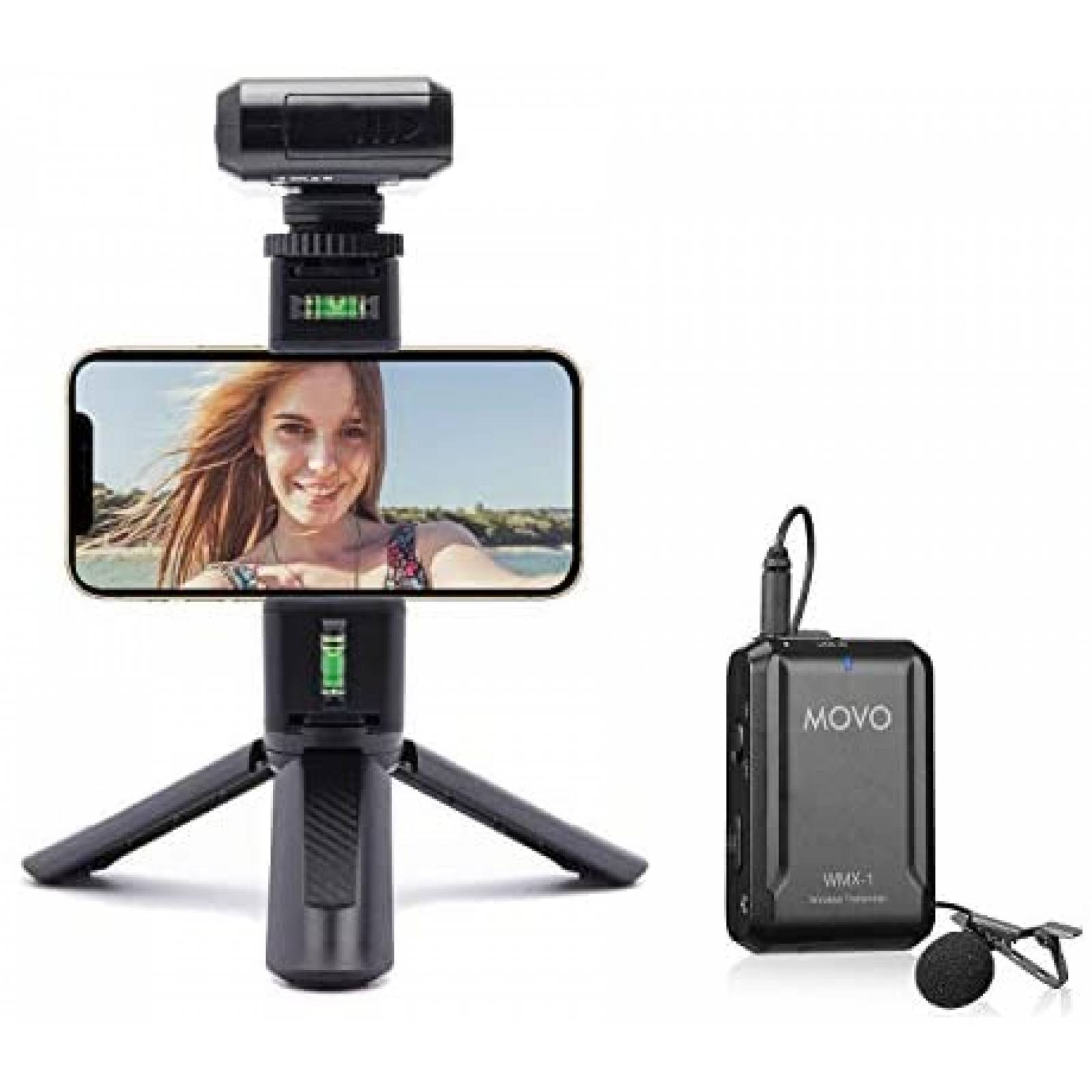 Micrófono Solapa Movo Con Mini Trípode Y Soporte Giratorio 