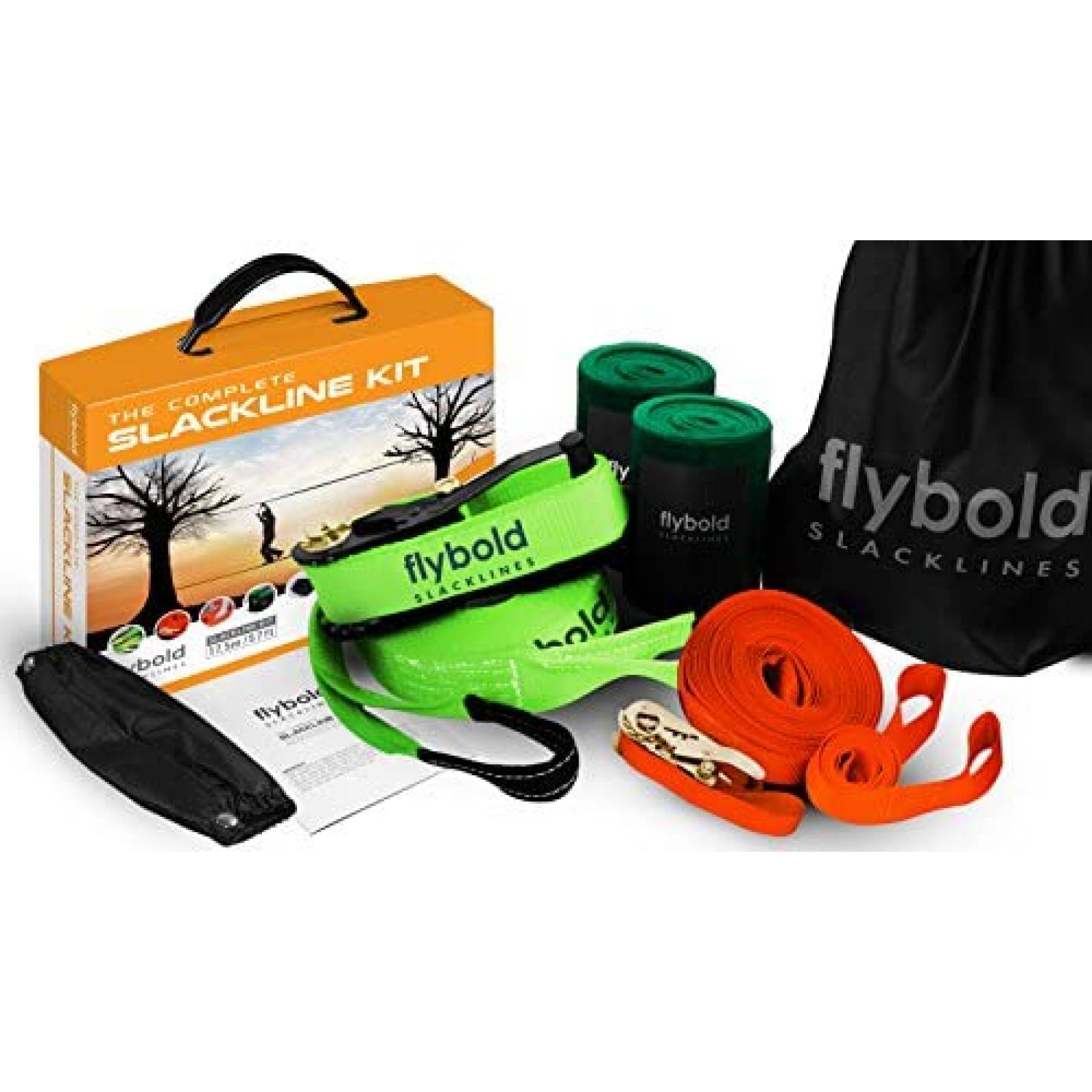 Kit Slackline Flybold Completo 57 pies protector arbol 