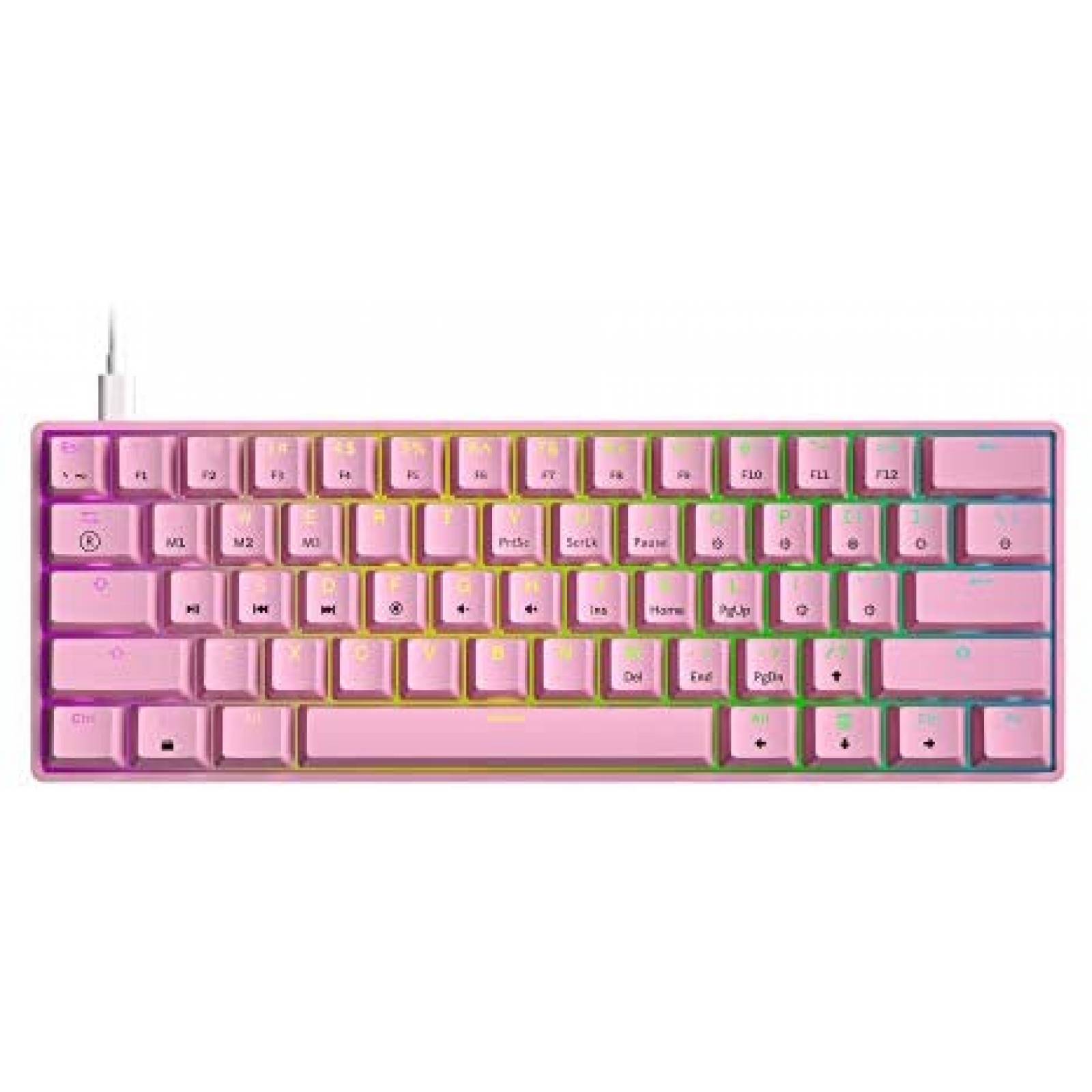 Teclado Gamer HK Gaming GK61 Mecánico de 61 Teclas -Rosa