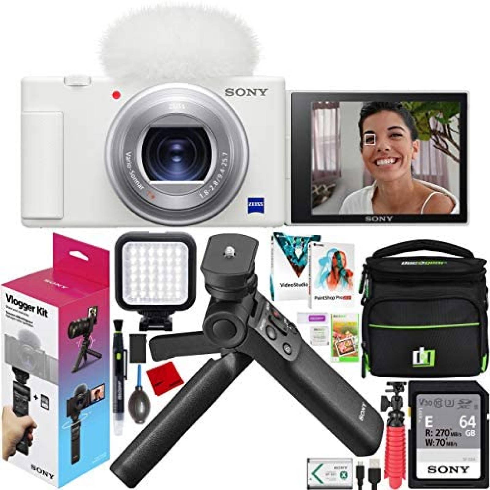 Cámara Digital Sony ZV-1 4K Compacta con Accesorios -Blanco