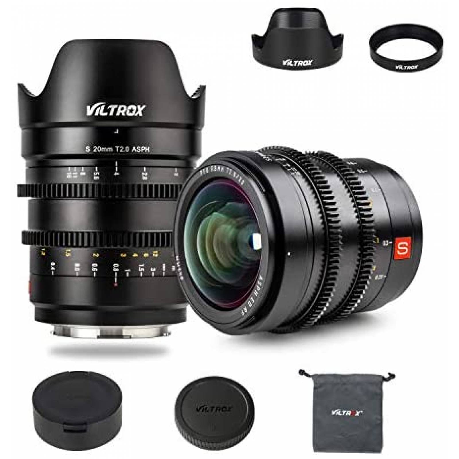 Lente VILTROX S 20mm T2.0 Ángulo Abierto Full Frame -Negro 