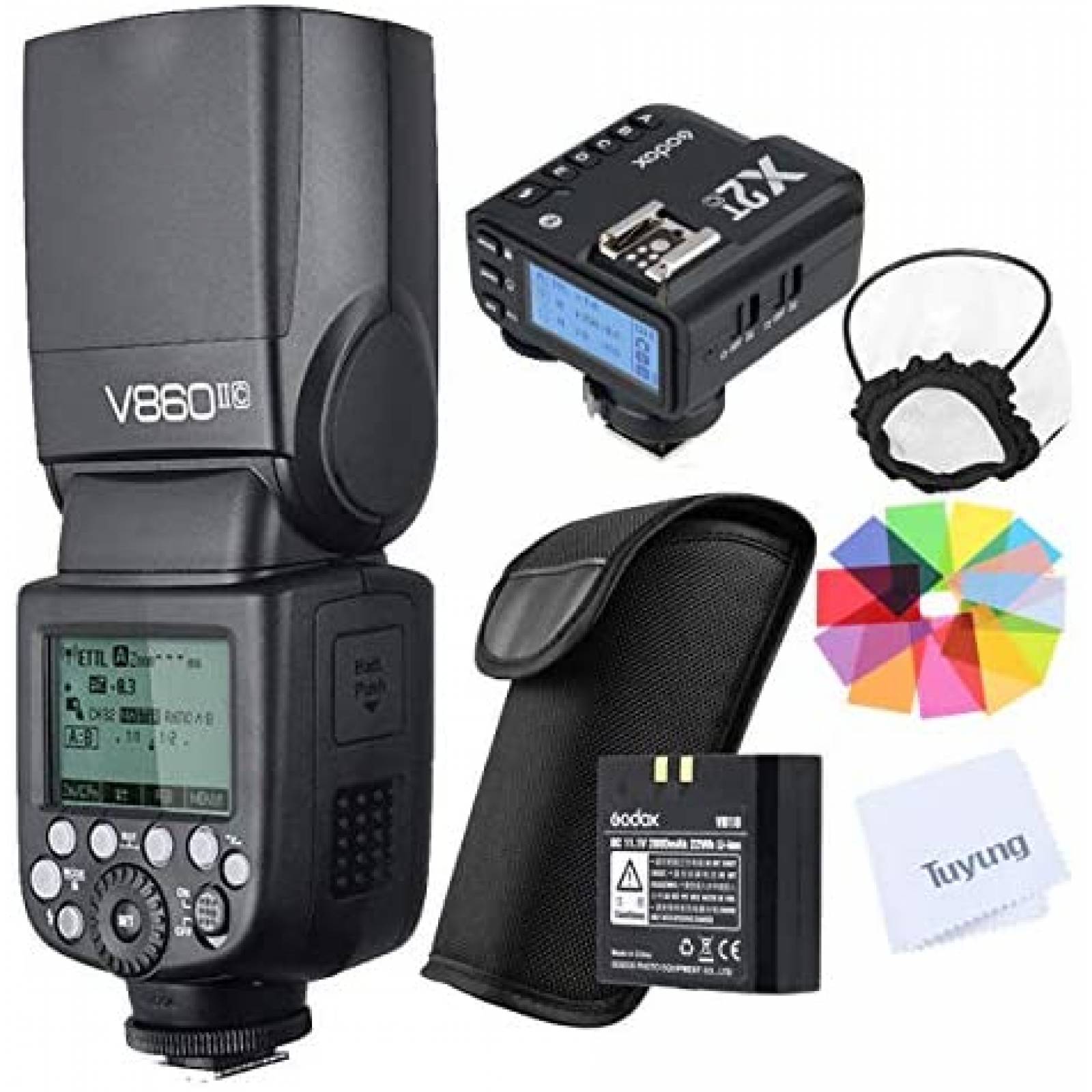 Flash Godox V860II Para canon + accesorios -Negro 