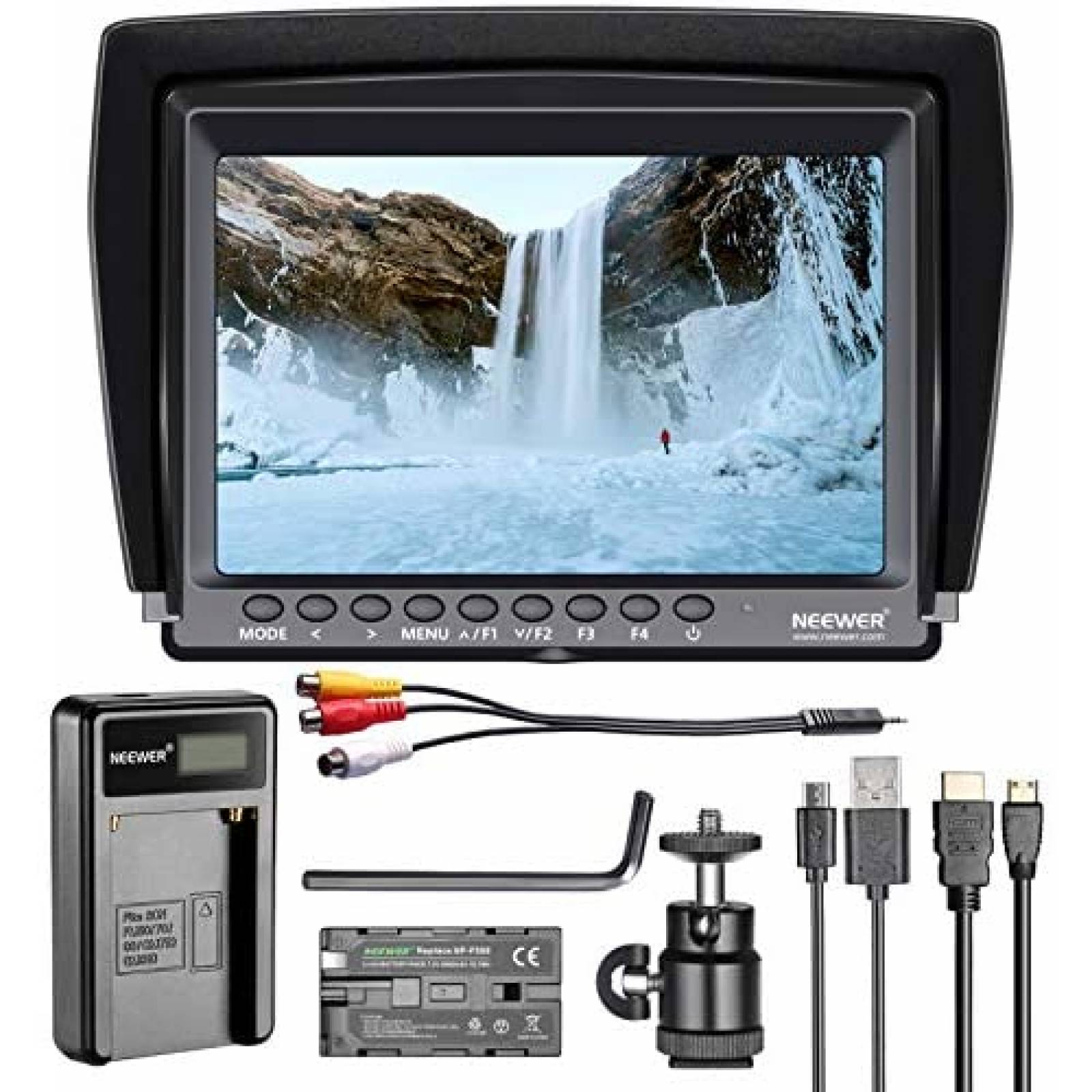 Monitor Fotográfico Neewer F100 4K 7'' USB 2600mAh -Negro 