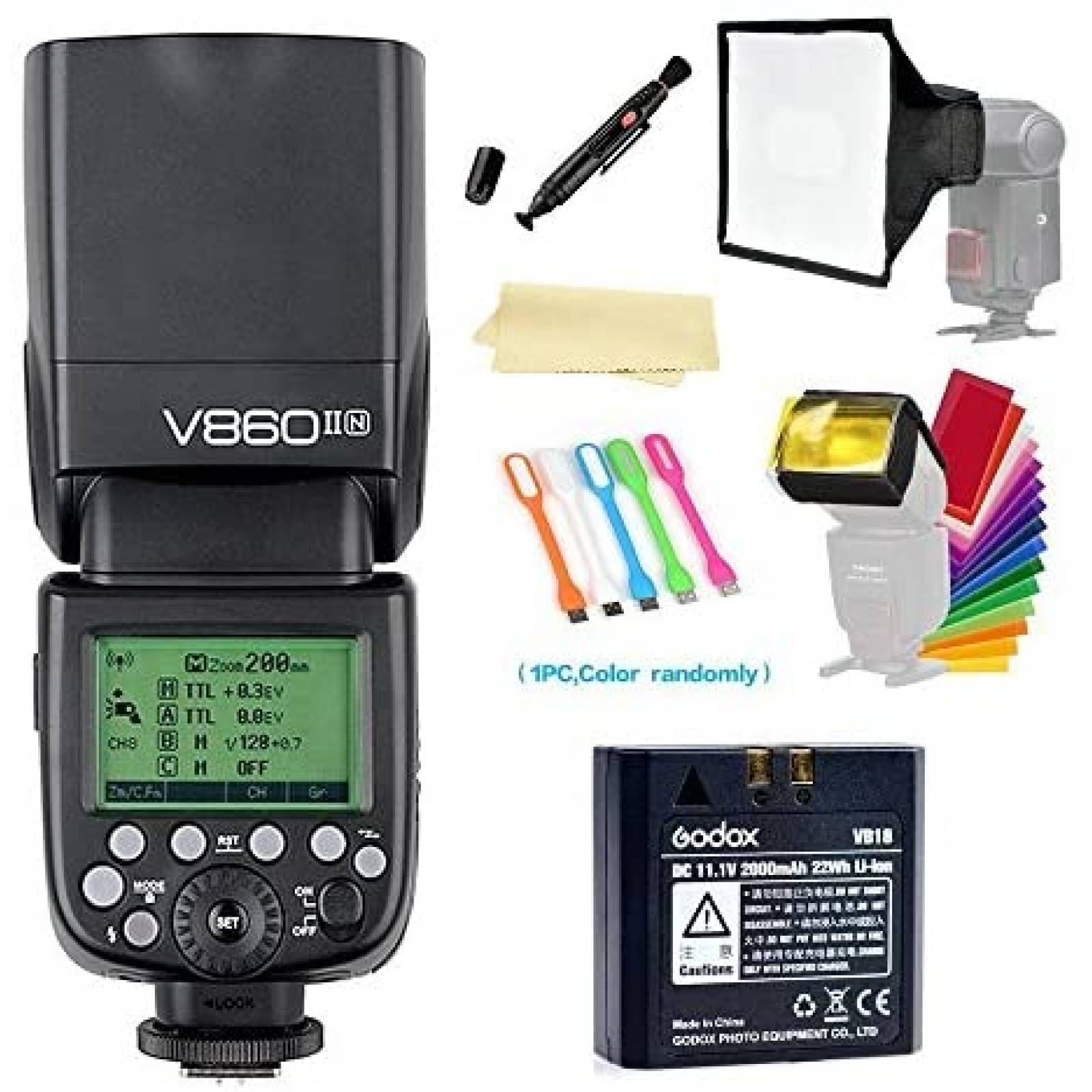 Kit de Fotografía Godox V860IIN Flash de Cámara + Accesorios 