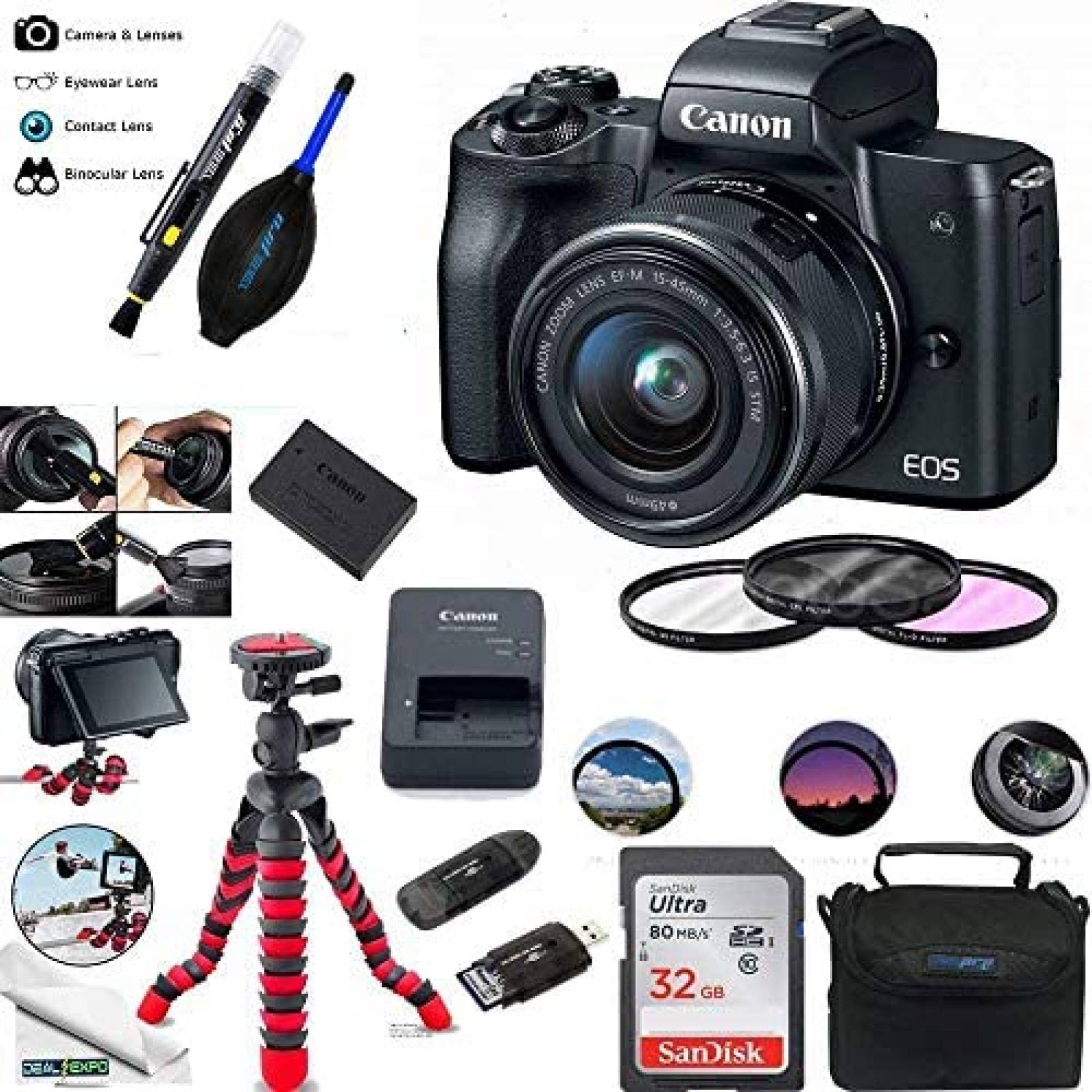 Kit de Cámara Canon EOS M50 con Lente 15-45mm IS STM 4K 