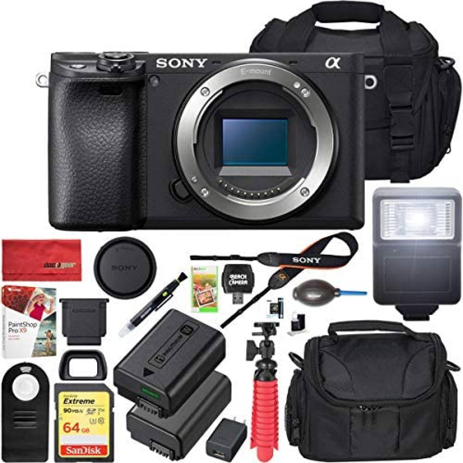 Cámara Digital Sony A6400 4K con Estuche y Accesorios -Negro 