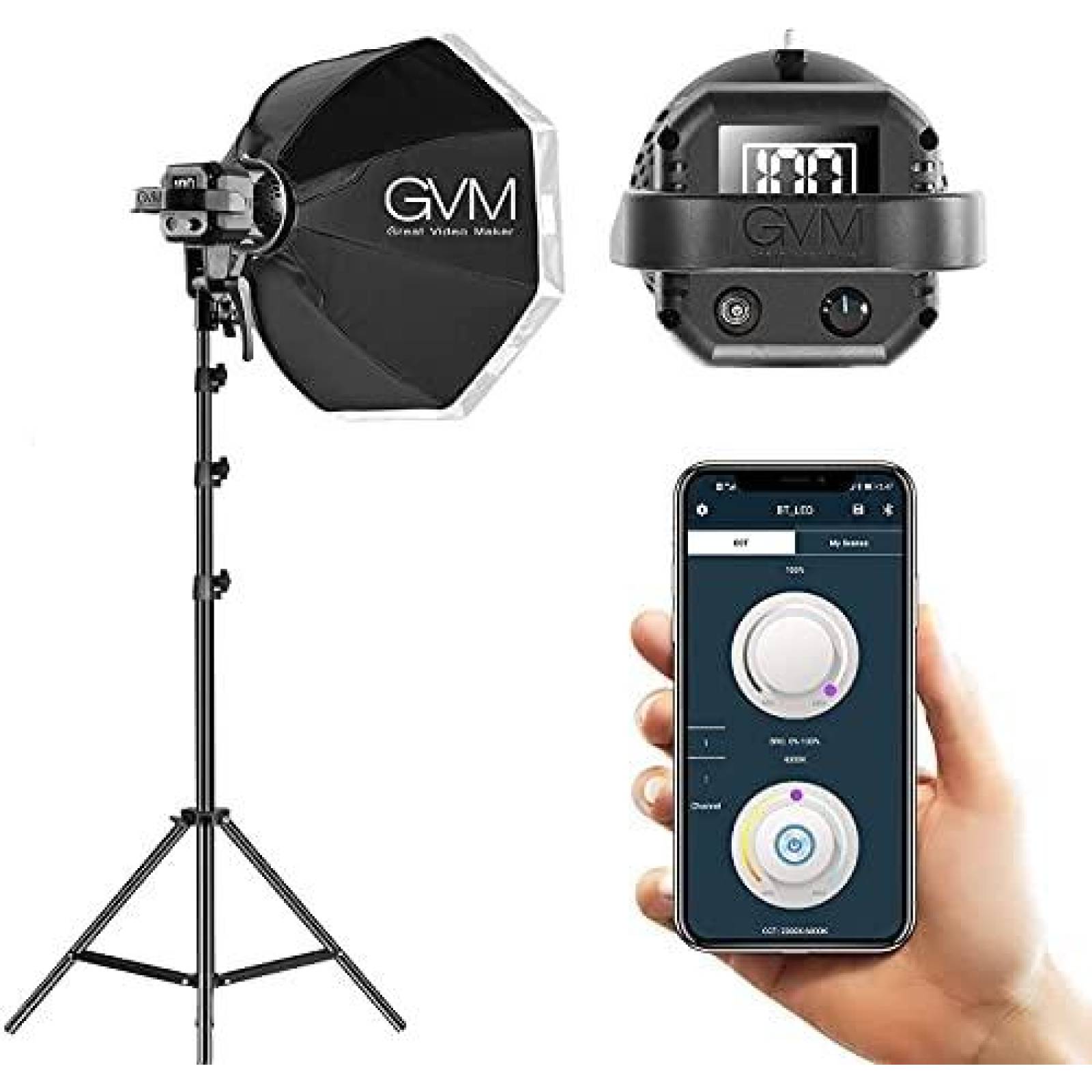 Kit de iluminacion Softbox GVM VC-P80S2 de fotografia -Negro