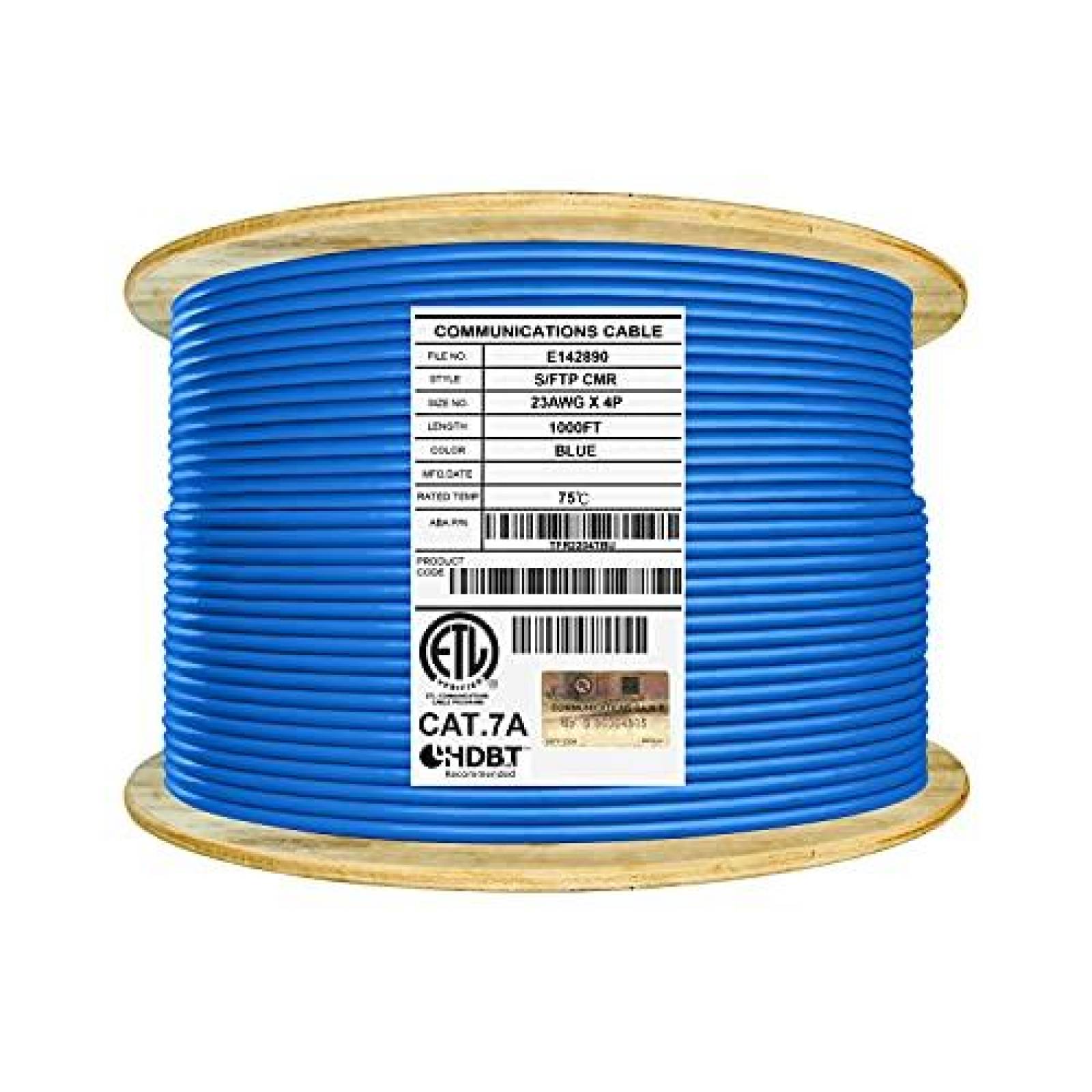Cable Ethernet Elite CAT7A 1000ft 23AWG 1000MHz -Azul