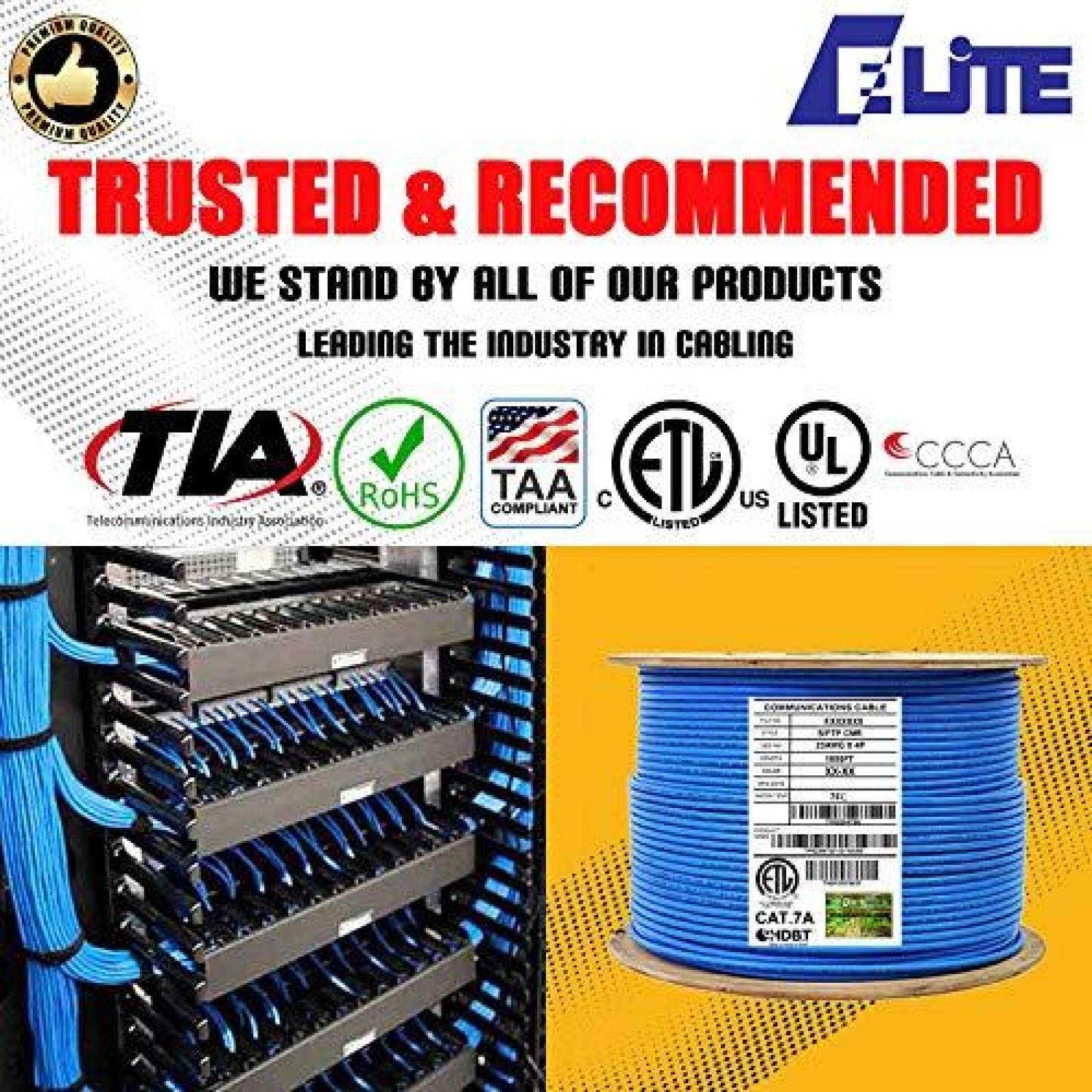 Cable Ethernet Elite CAT7A 1000ft 23AWG 1000MHz -Azul