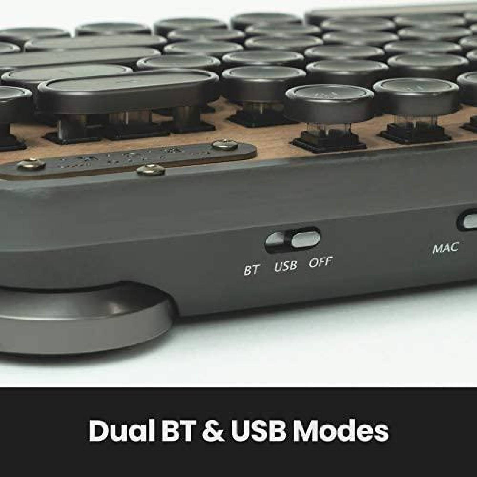 Teclado Azio Retro Compacto Mecanico Versatil -Cafe