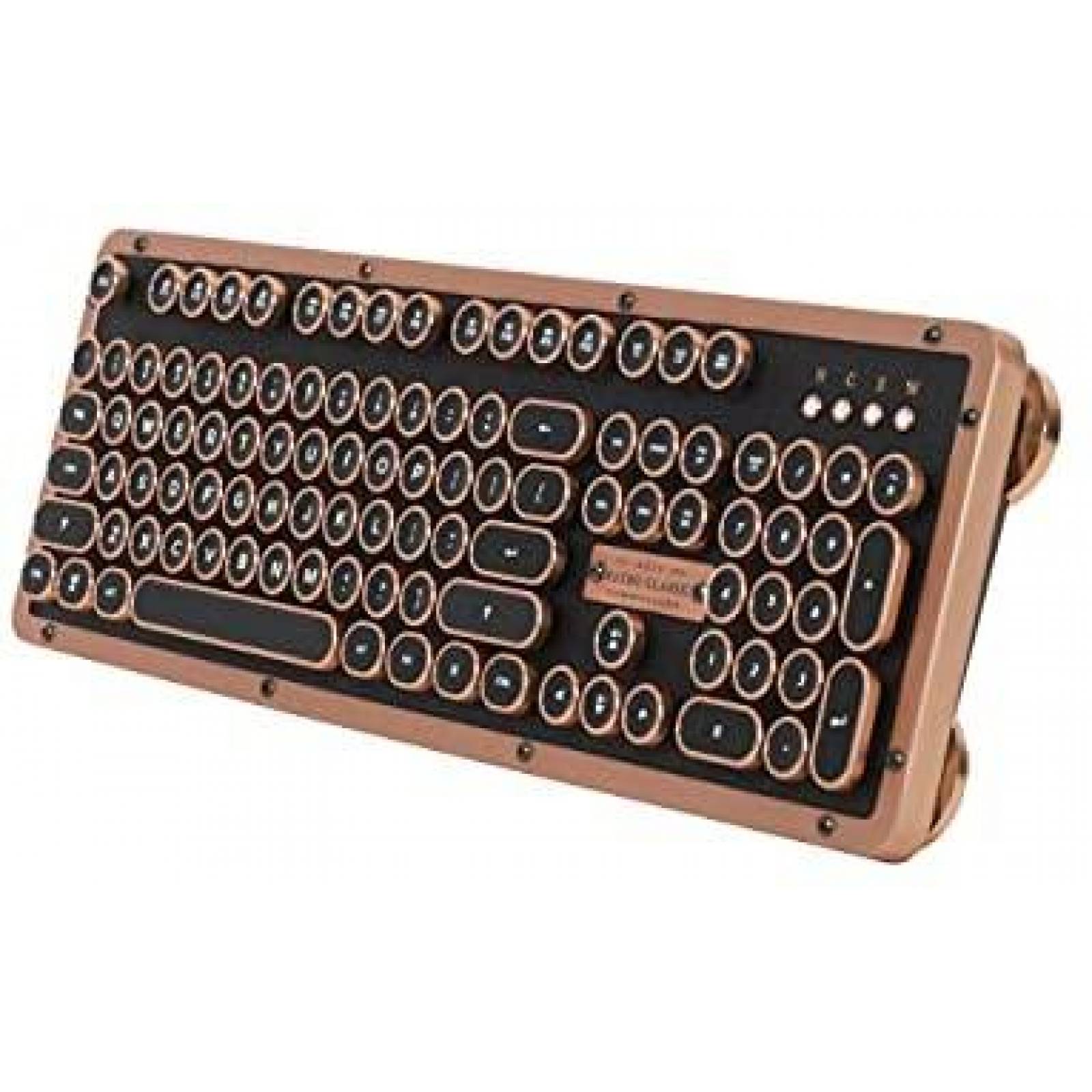 Teclado Azio Retro Bluetooth + USB Mecanico -Cafe