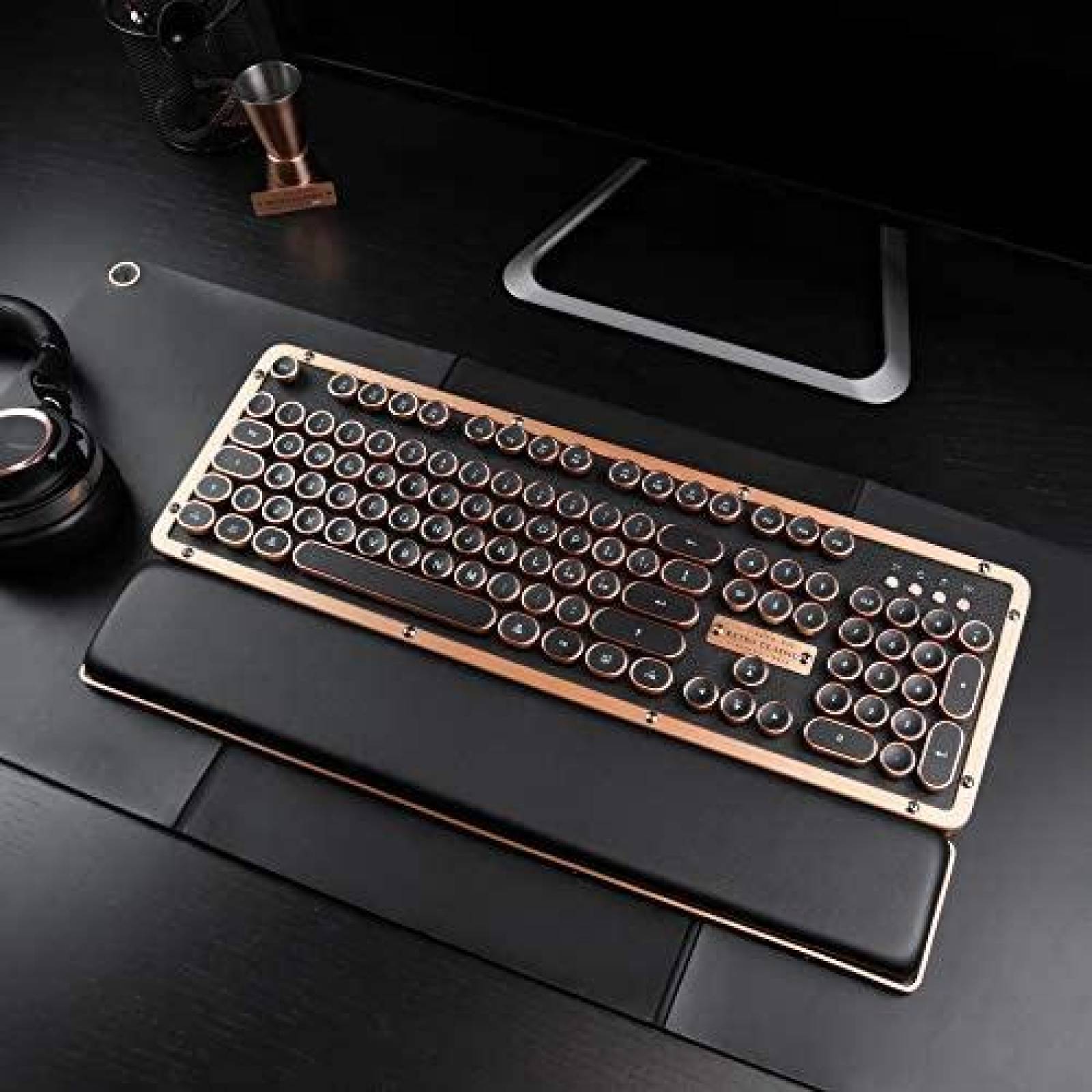 Teclado Azio Retro Bluetooth + USB Mecanico -Cafe