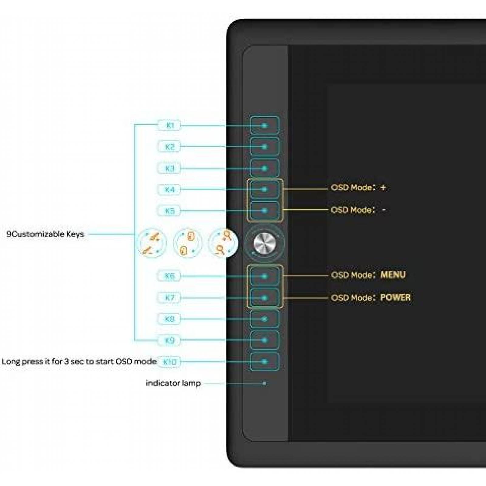 Tablet GAOMON PD156 Pro 15.6'' 9 teclas Express -Negro