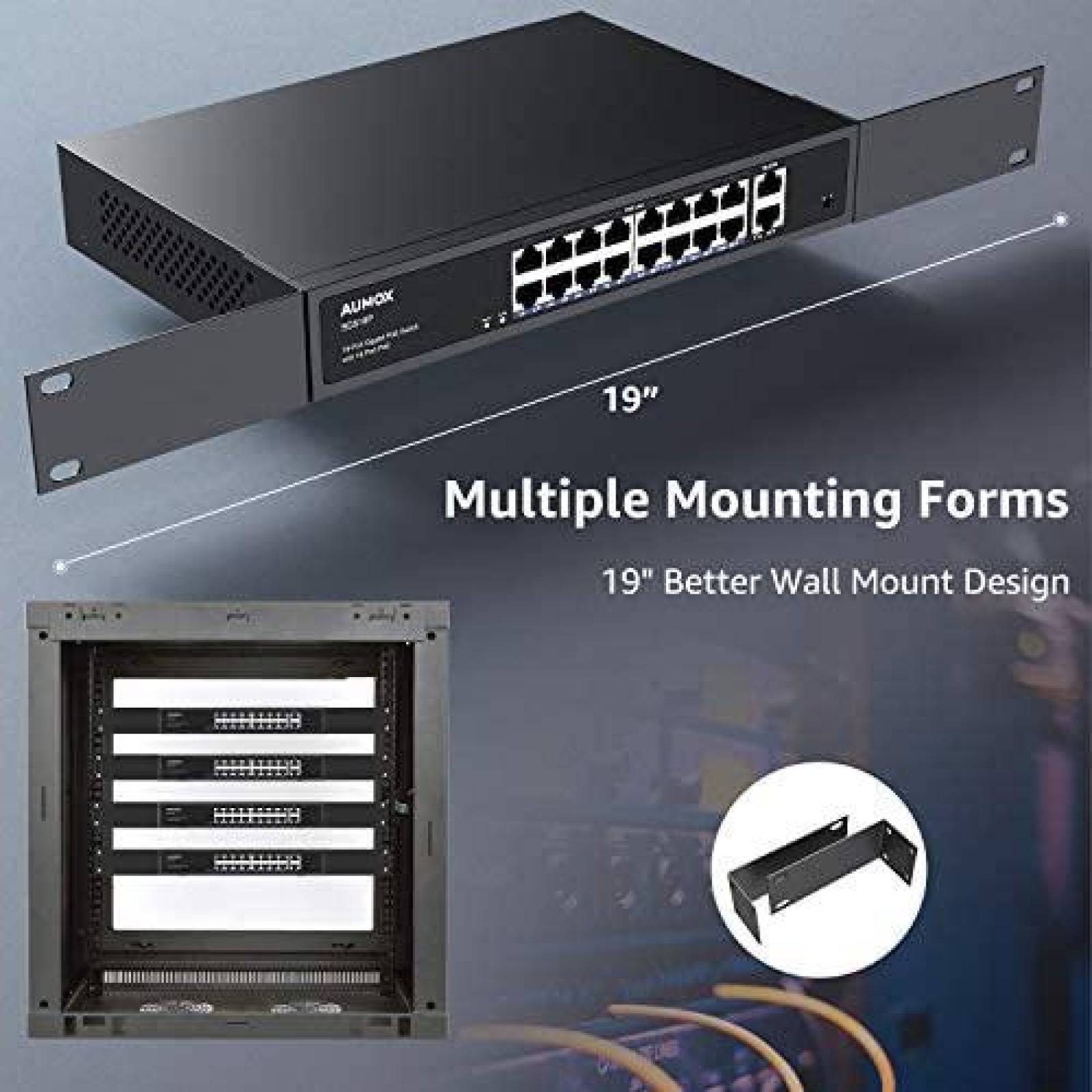 Switch no administrado de red Aumox SG518P de 18 puertos