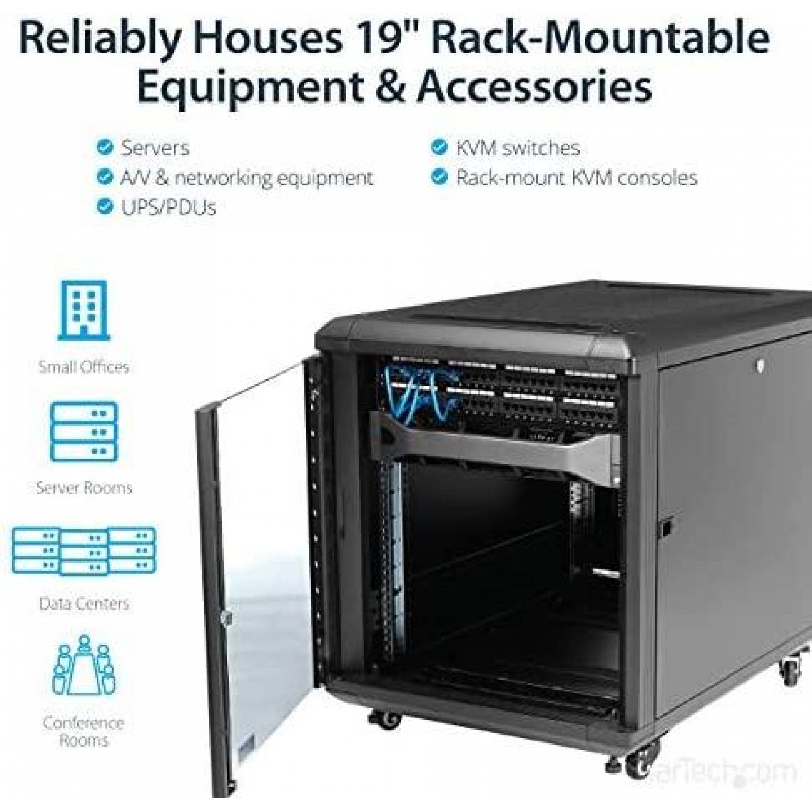 Gabinete para Computadora StarTech RK1236BKF 19'' -Negro